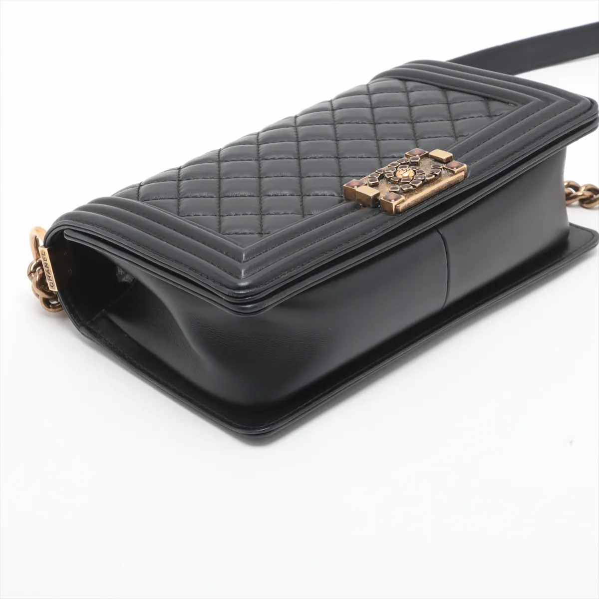 Boy Chanel 25 Lambskin Chain Shoulder Bag, Black with Gold Hardware, 30422908 (Serial Number in the 30s), A67086 — view 4