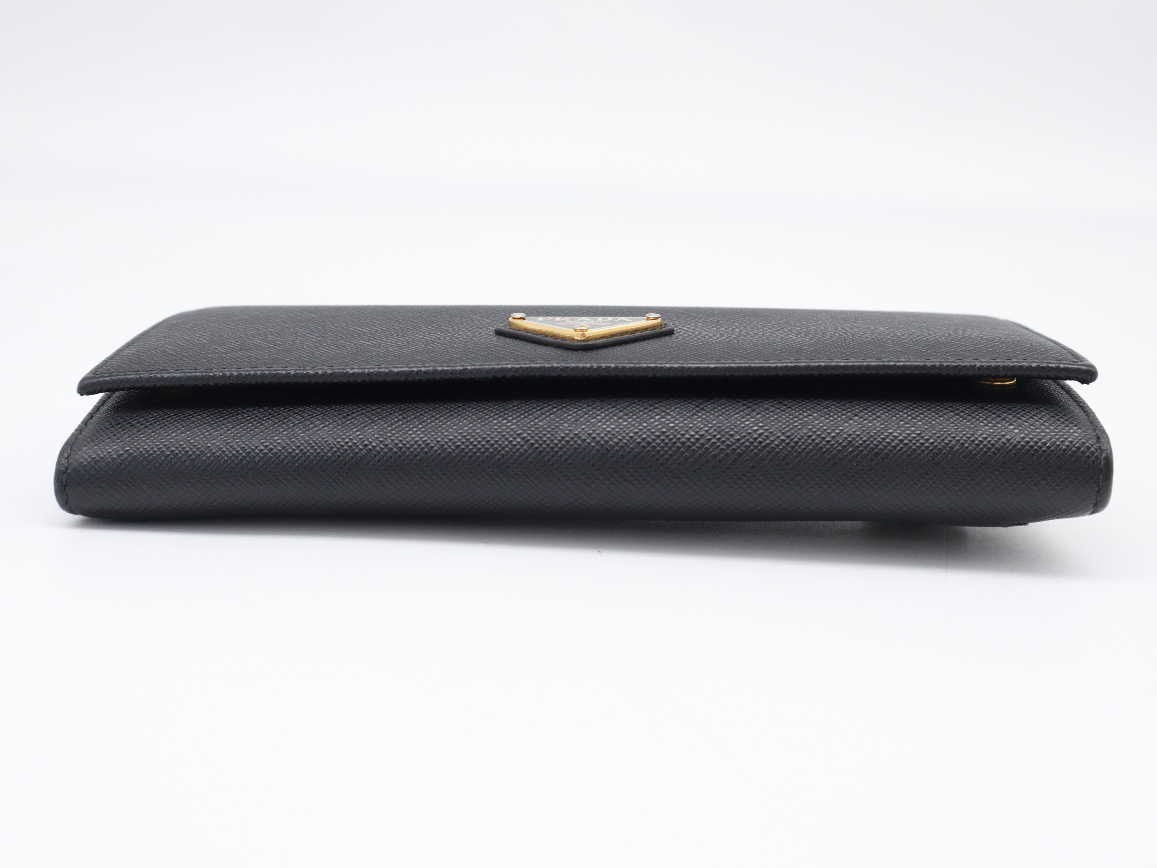 1MH132 Saffiano Leather Long Wallet, Black — view 3