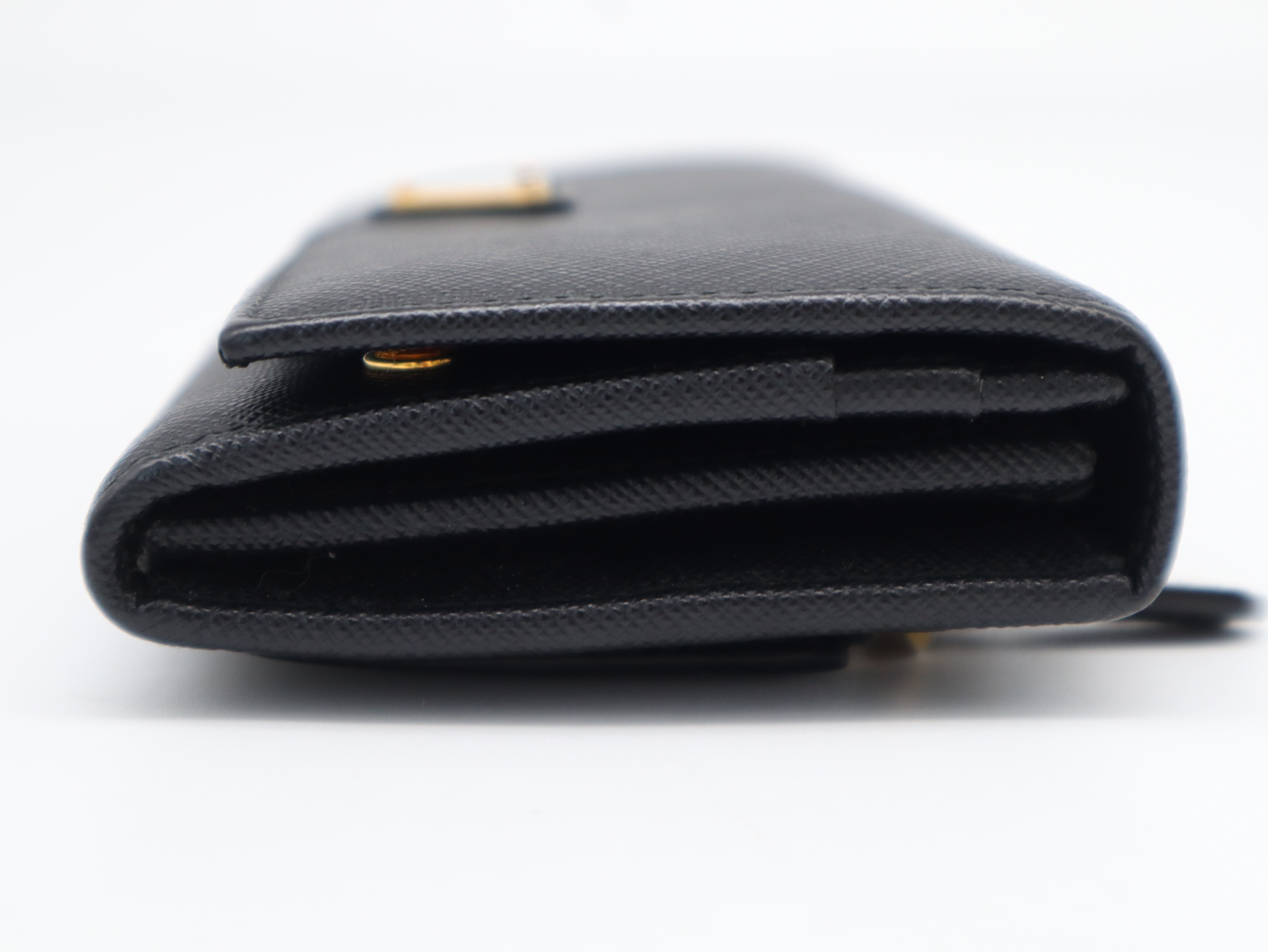 1MH132 Saffiano Leather Long Wallet, Black — view 5