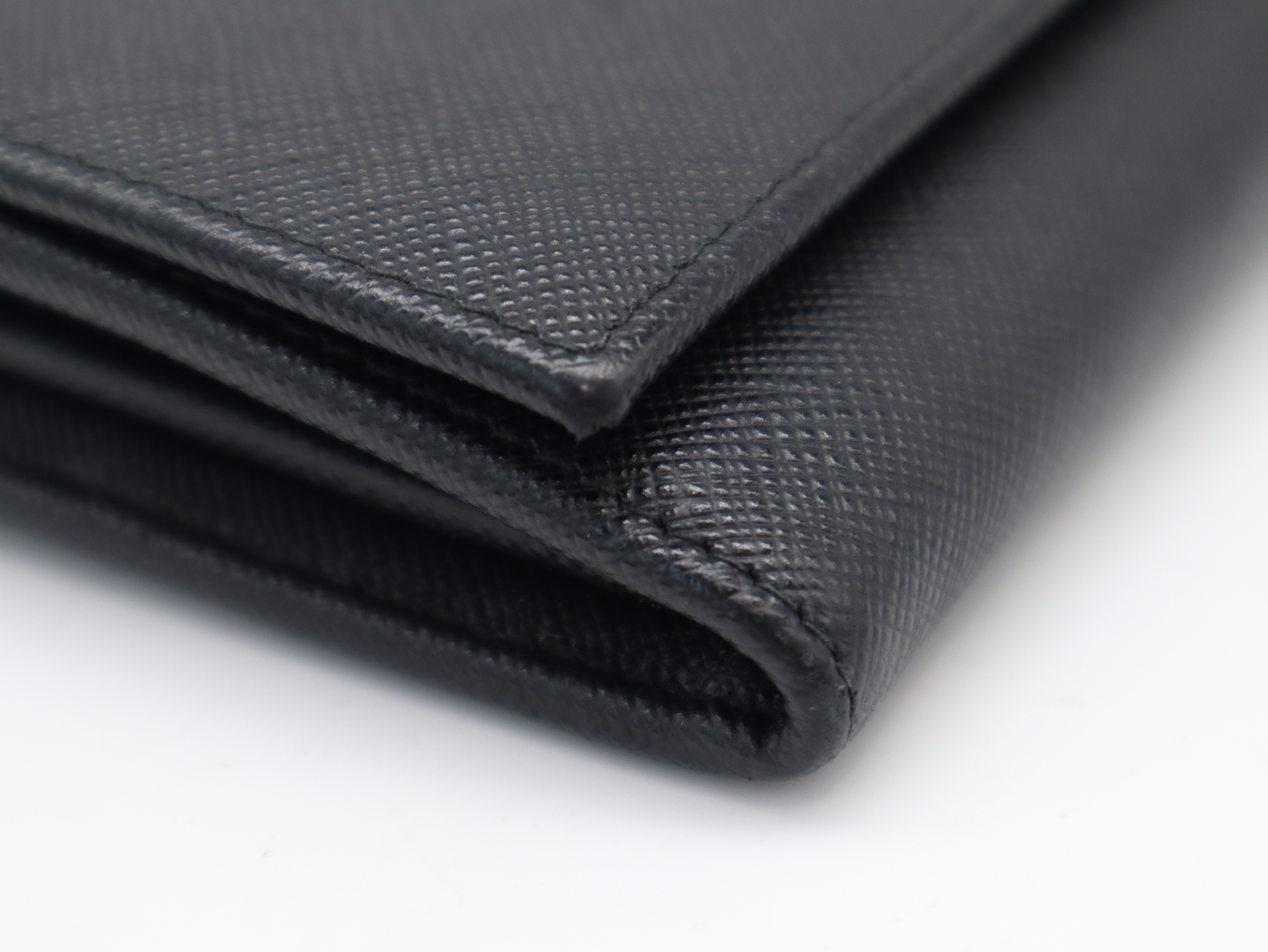 1MH132 Saffiano Leather Long Wallet, Black — view 7