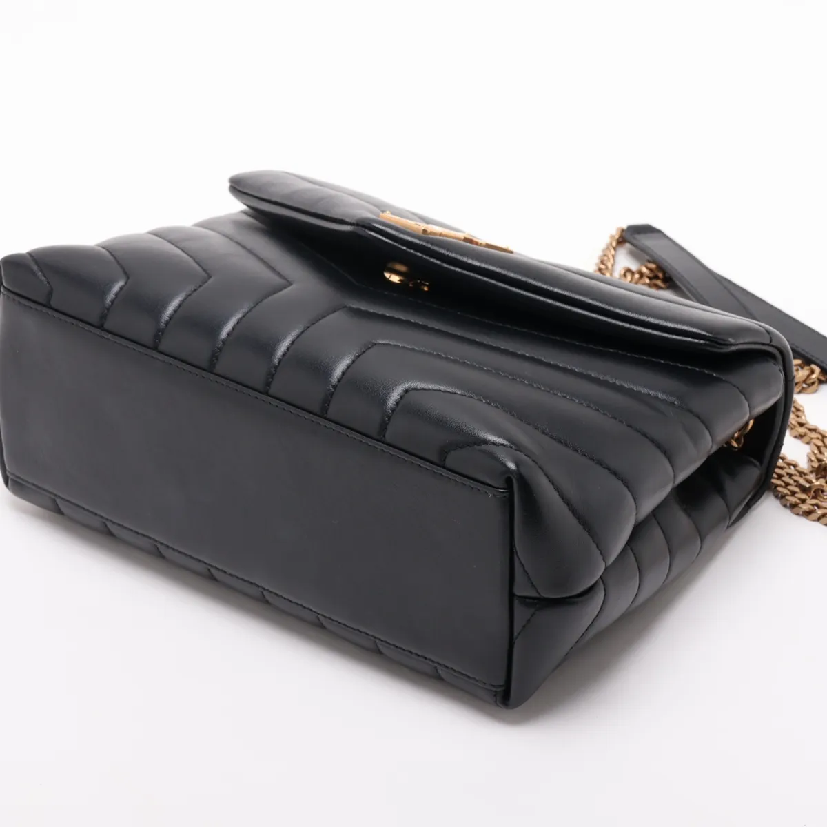 Loulou Leather Chain Shoulder Bag, Black, 494699 — view 3