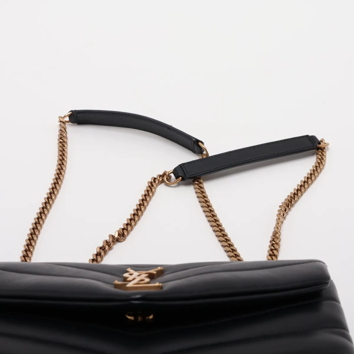 Loulou Leather Chain Shoulder Bag, Black, 494699 — view 6