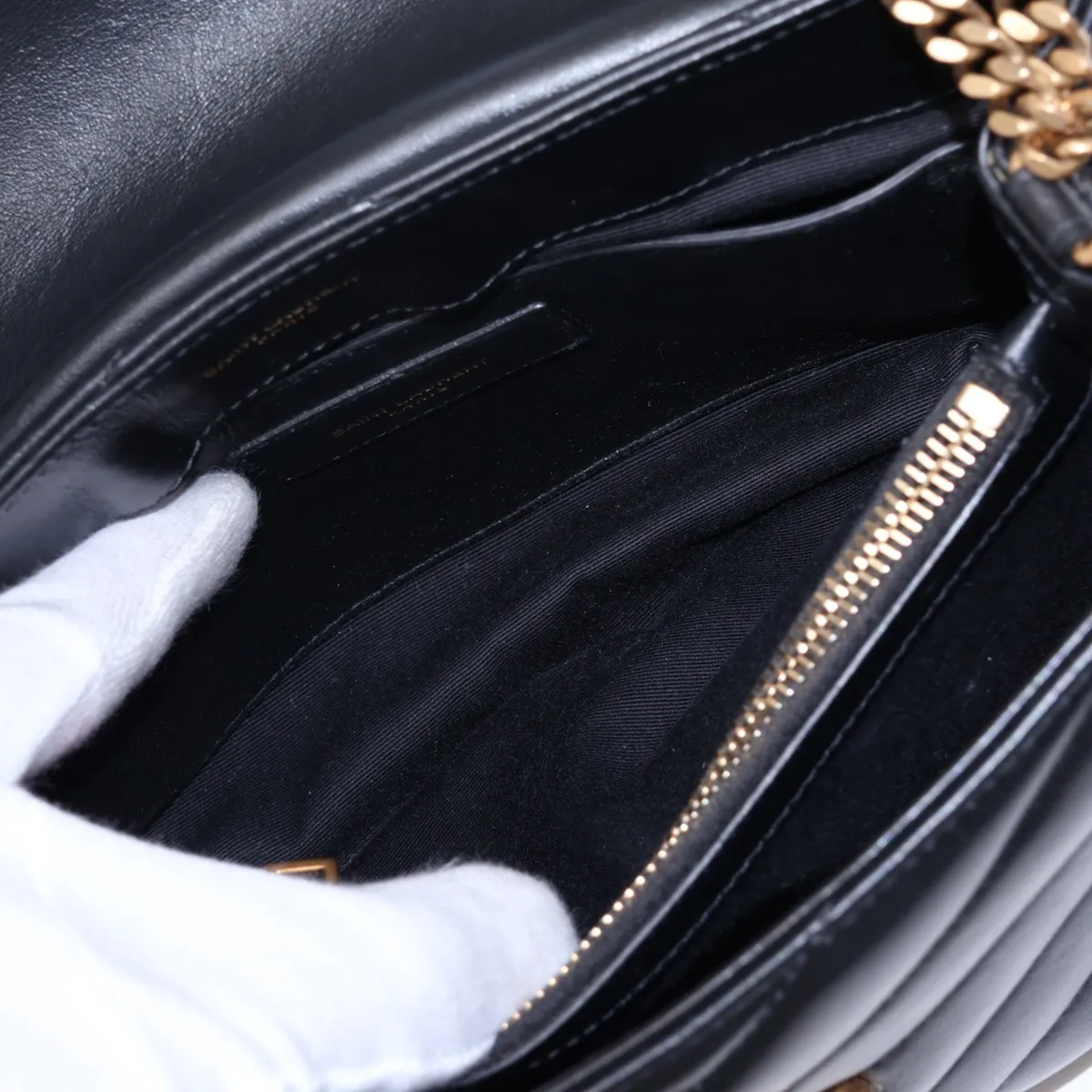 Loulou Leather Chain Shoulder Bag, Black, 494699 — view 9
