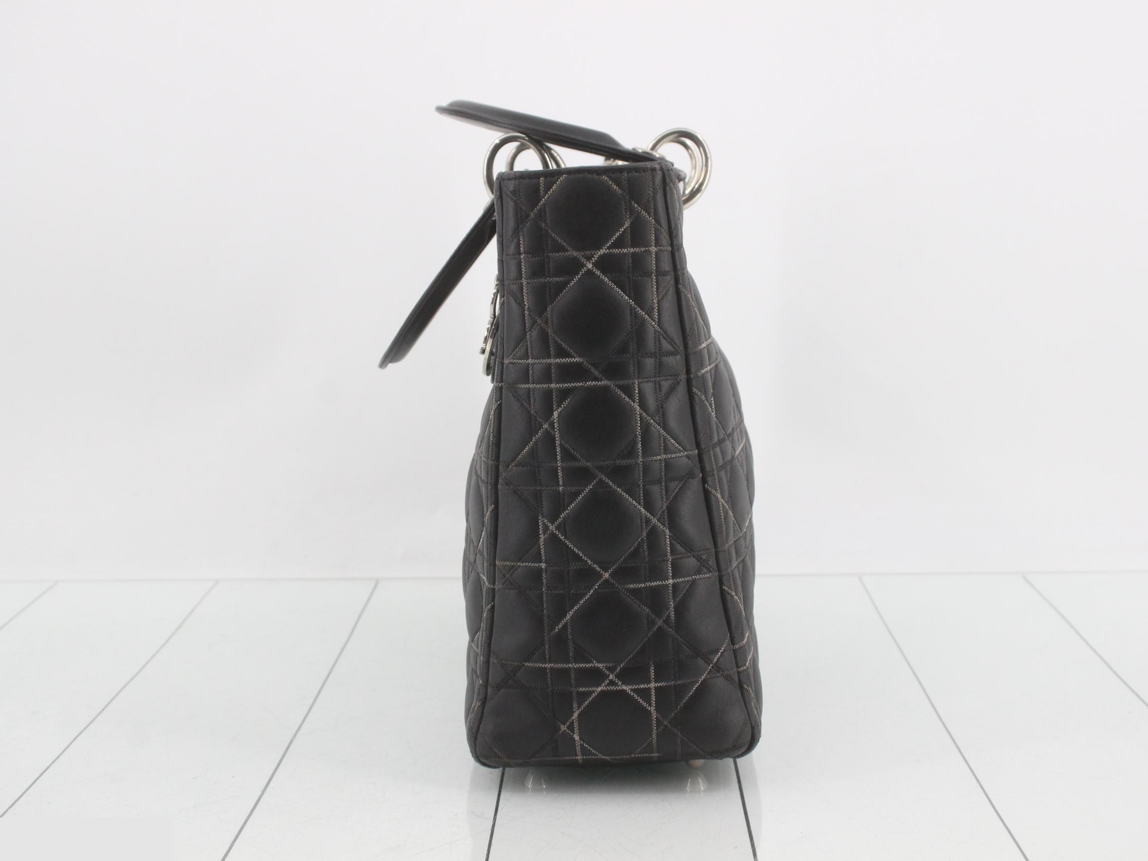 Lady Dior leather bag, black, 2-way handle, gold hardware, strap included. — view 3