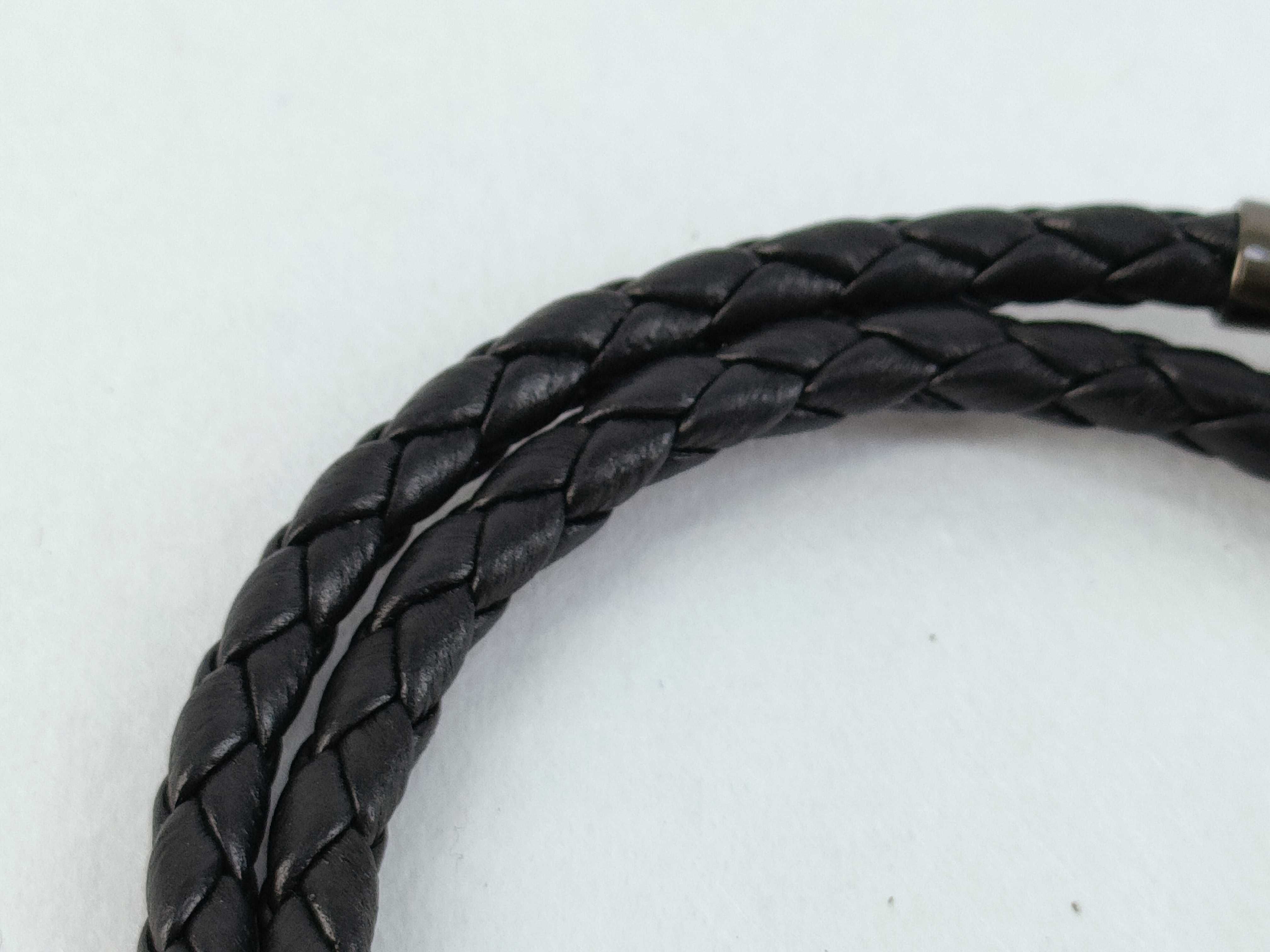 ICON Braided Leather Double Bracelet, Size M (Bracelet/Bangle) — view 7