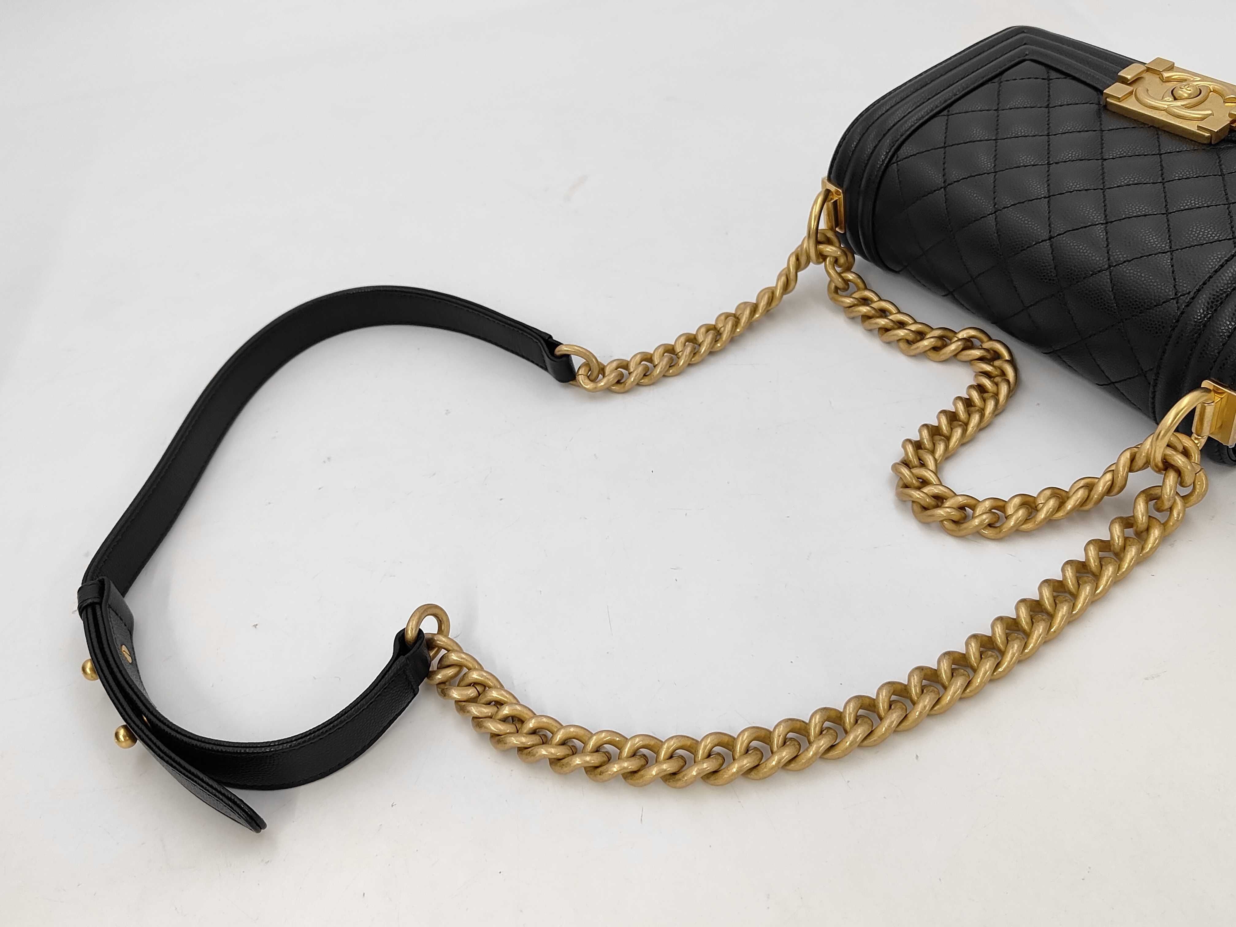 Boy Chanel Chain Shoulder Bag, Black Caviar Leather, Gold Hardware. — view 3