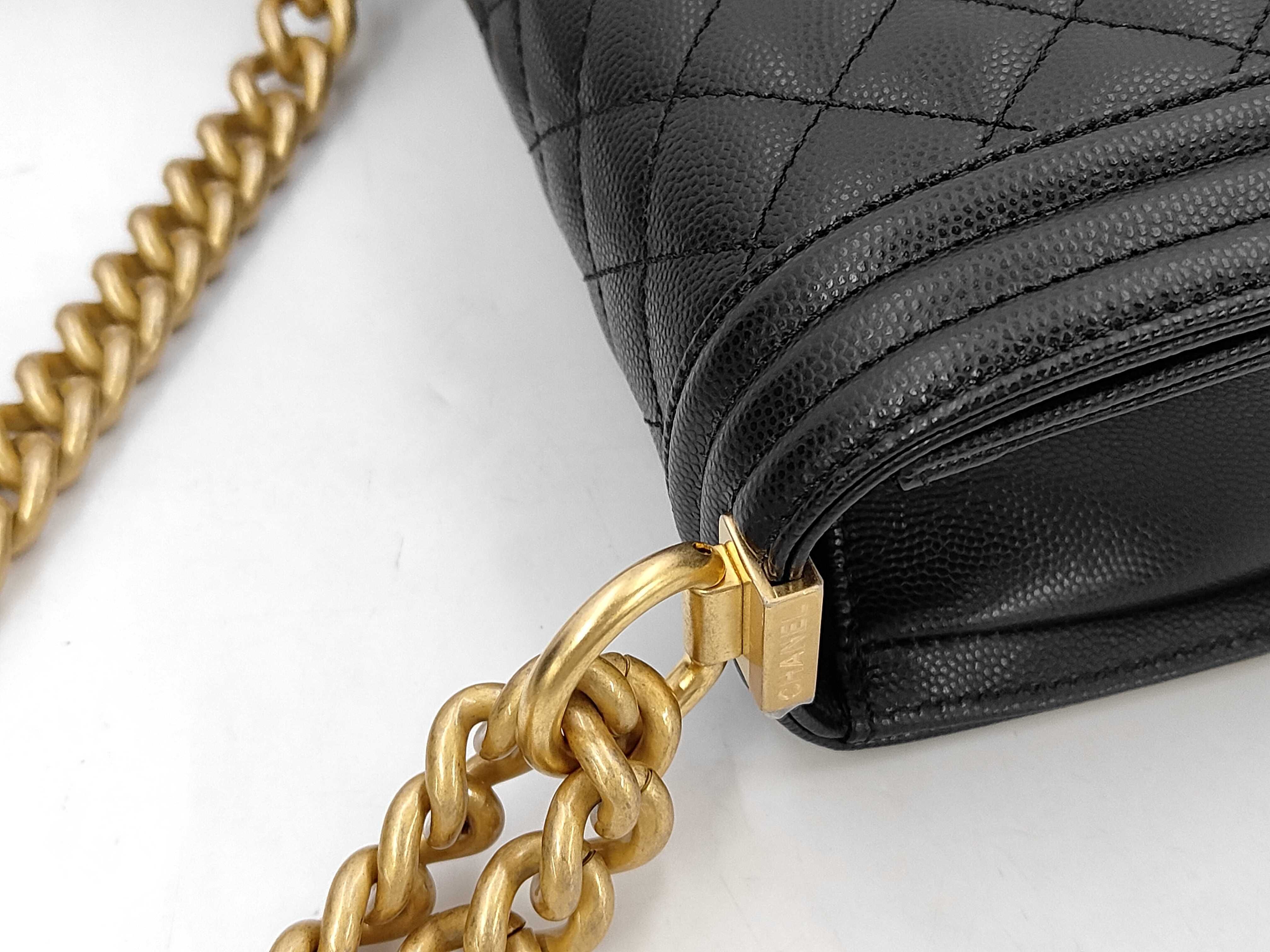 Boy Chanel Chain Shoulder Bag, Black Caviar Leather, Gold Hardware. — view 5