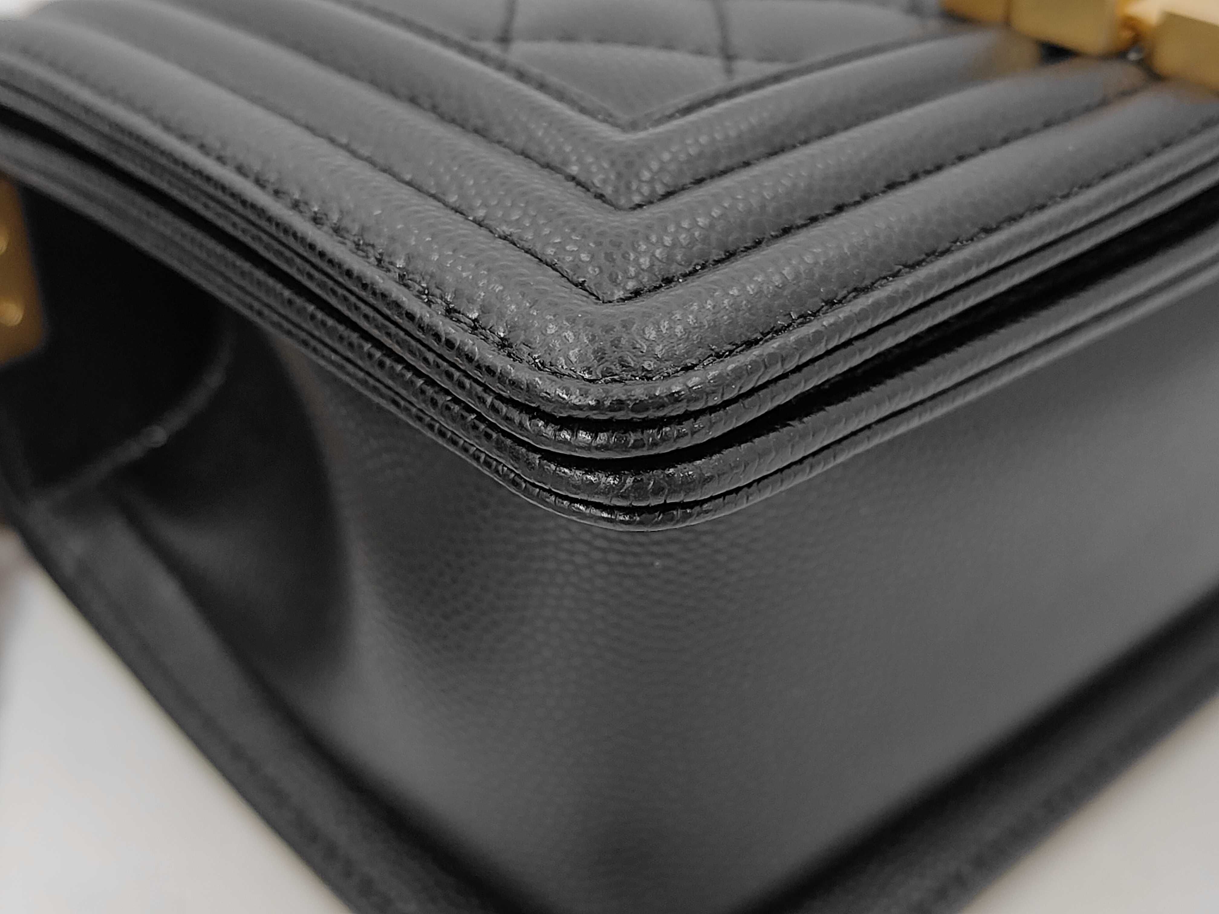 Boy Chanel Chain Shoulder Bag, Black Caviar Leather, Gold Hardware. — view 6