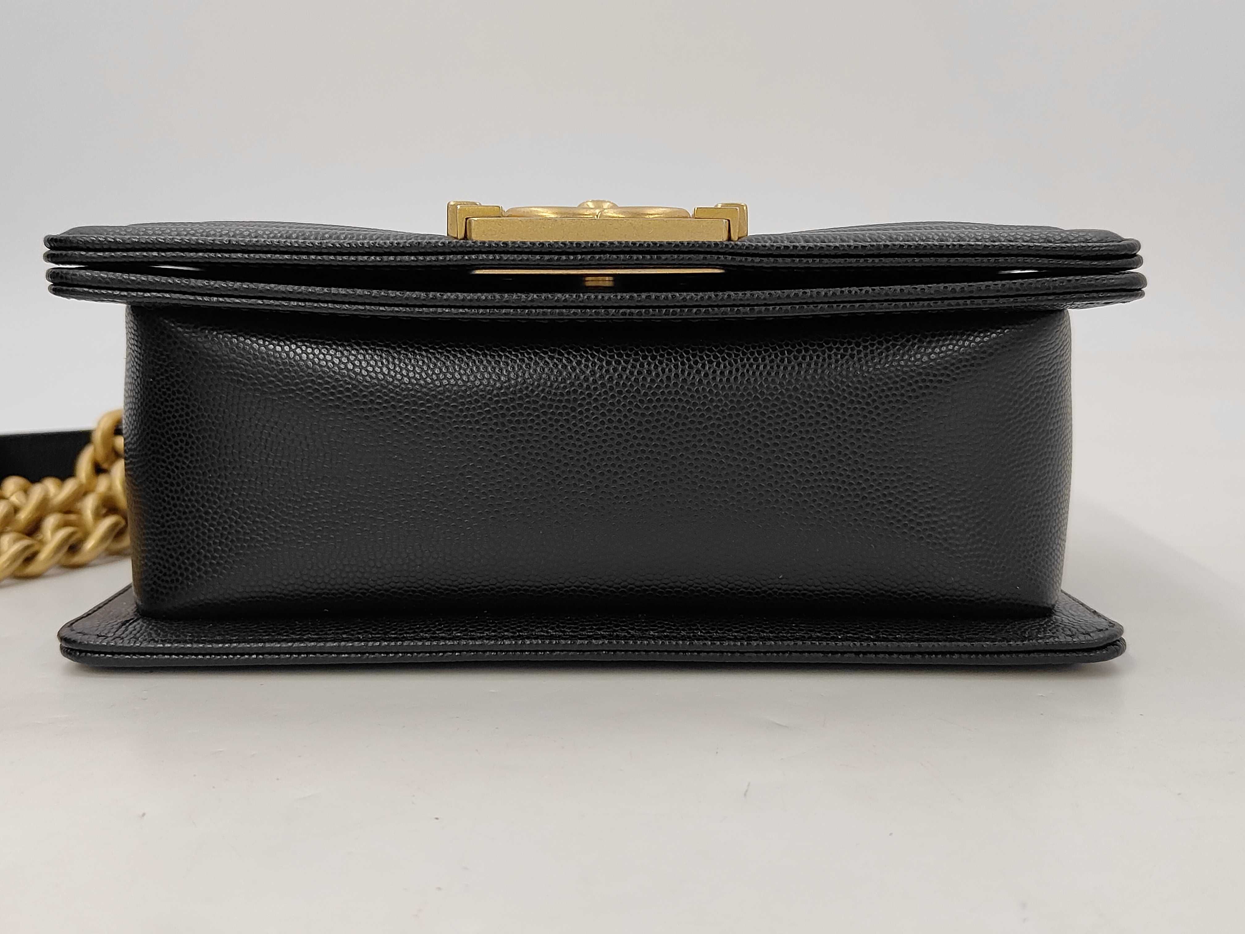 Boy Chanel Chain Shoulder Bag, Black Caviar Leather, Gold Hardware. — view 7