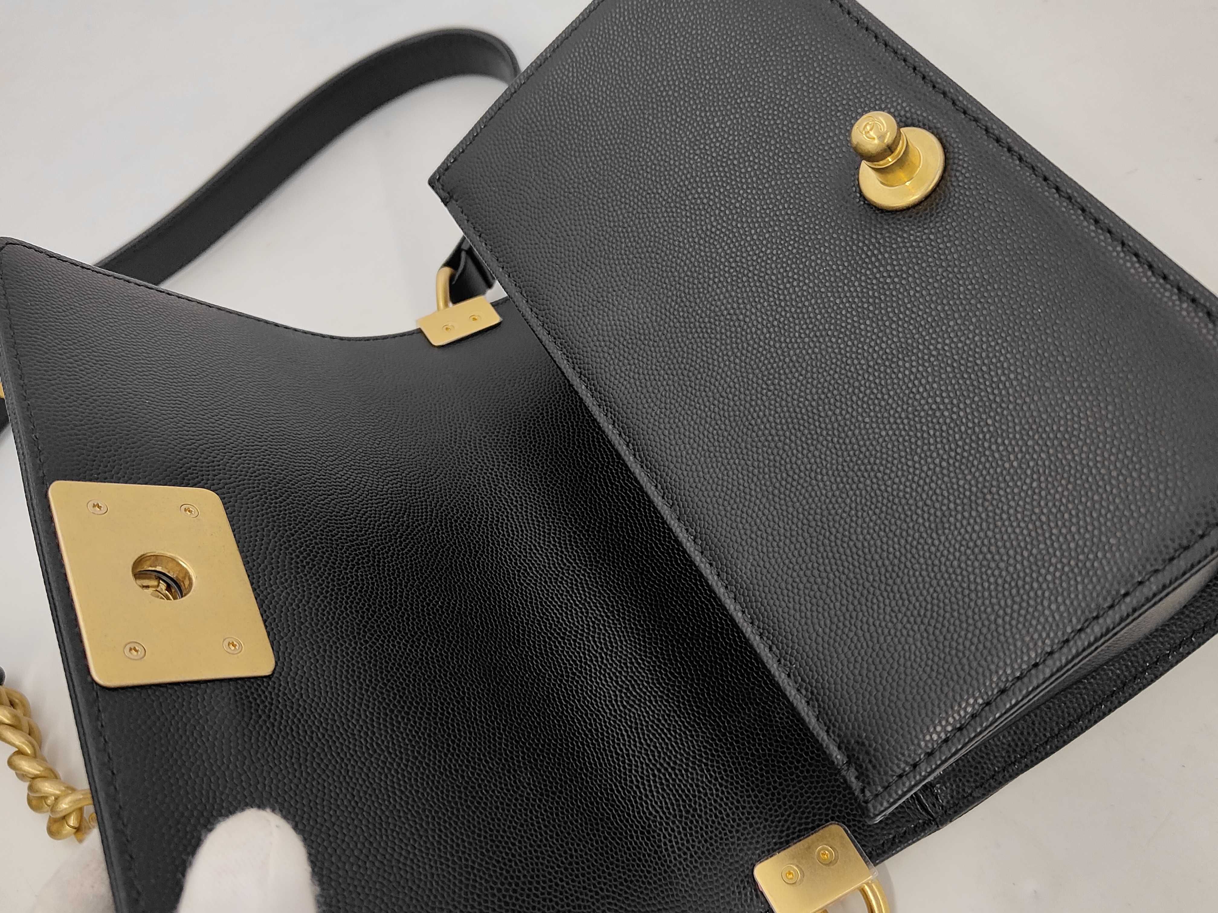 Boy Chanel Chain Shoulder Bag, Black Caviar Leather, Gold Hardware. — view 8