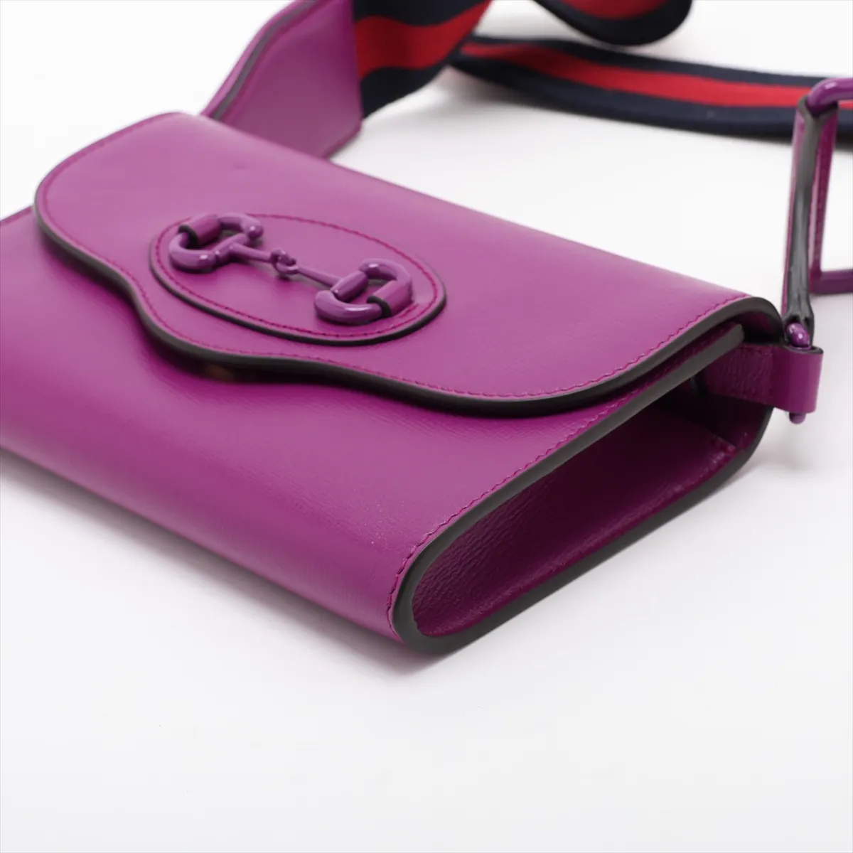 Horsebit 1955 Leather 2-Way Shoulder Bag, Purple, 724713 — view 3