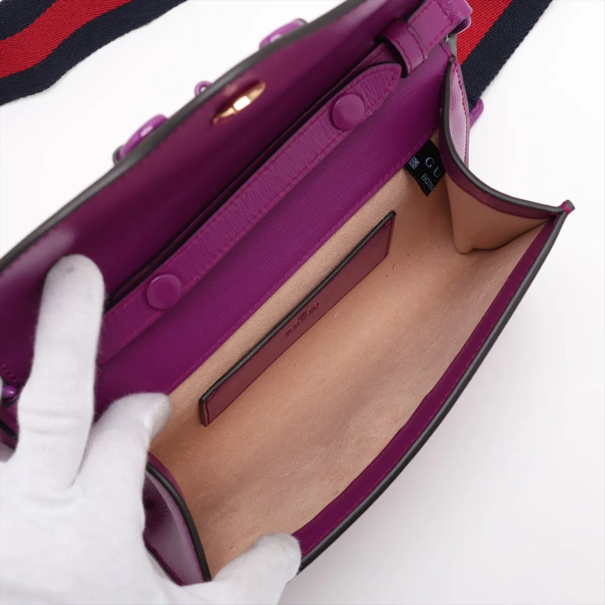 Horsebit 1955 Leather 2-Way Shoulder Bag, Purple, 724713 — view 7
