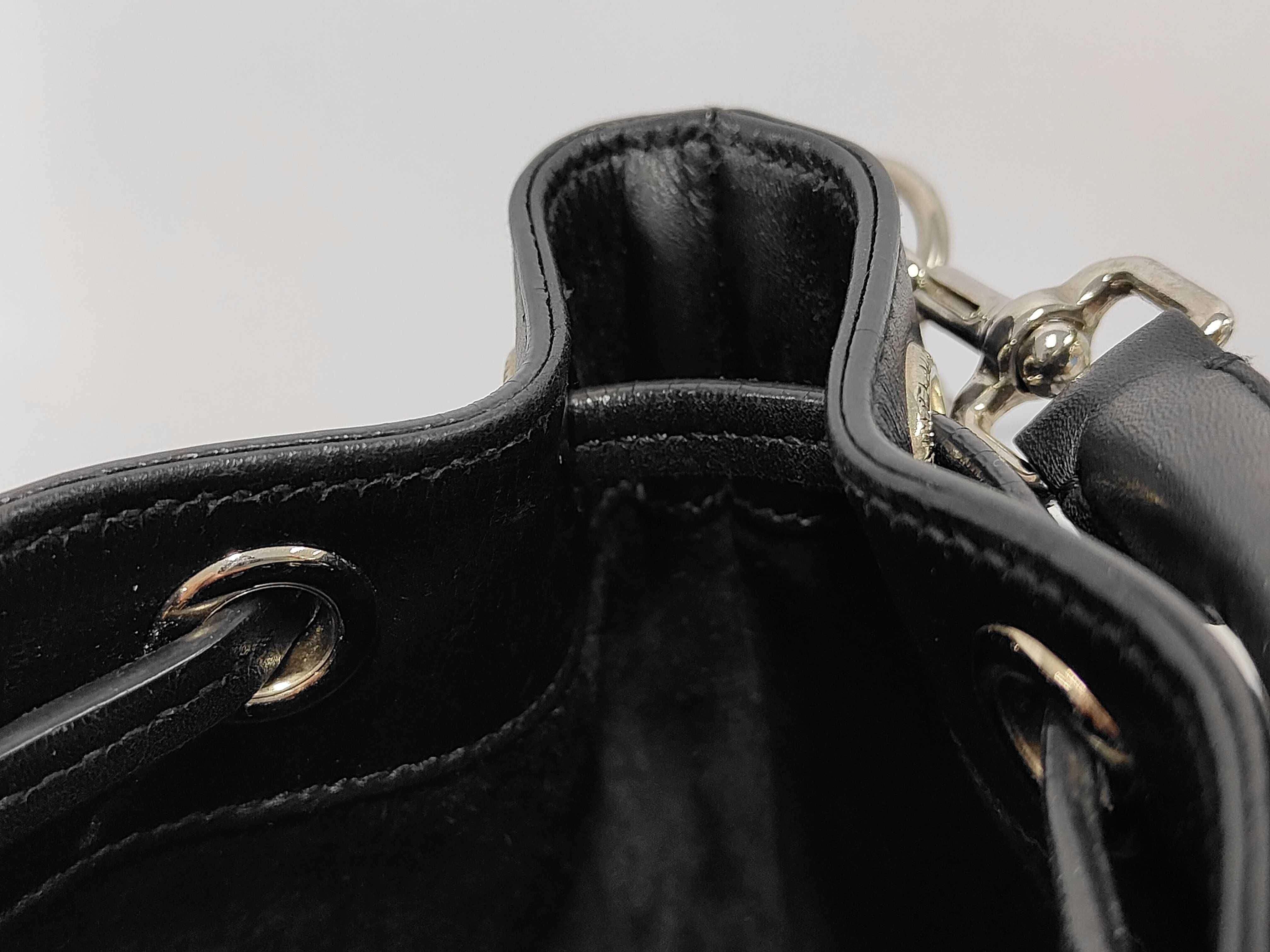 357603 Emmanuel Bucket Bag Leather Black Shoulder Bag — view 12