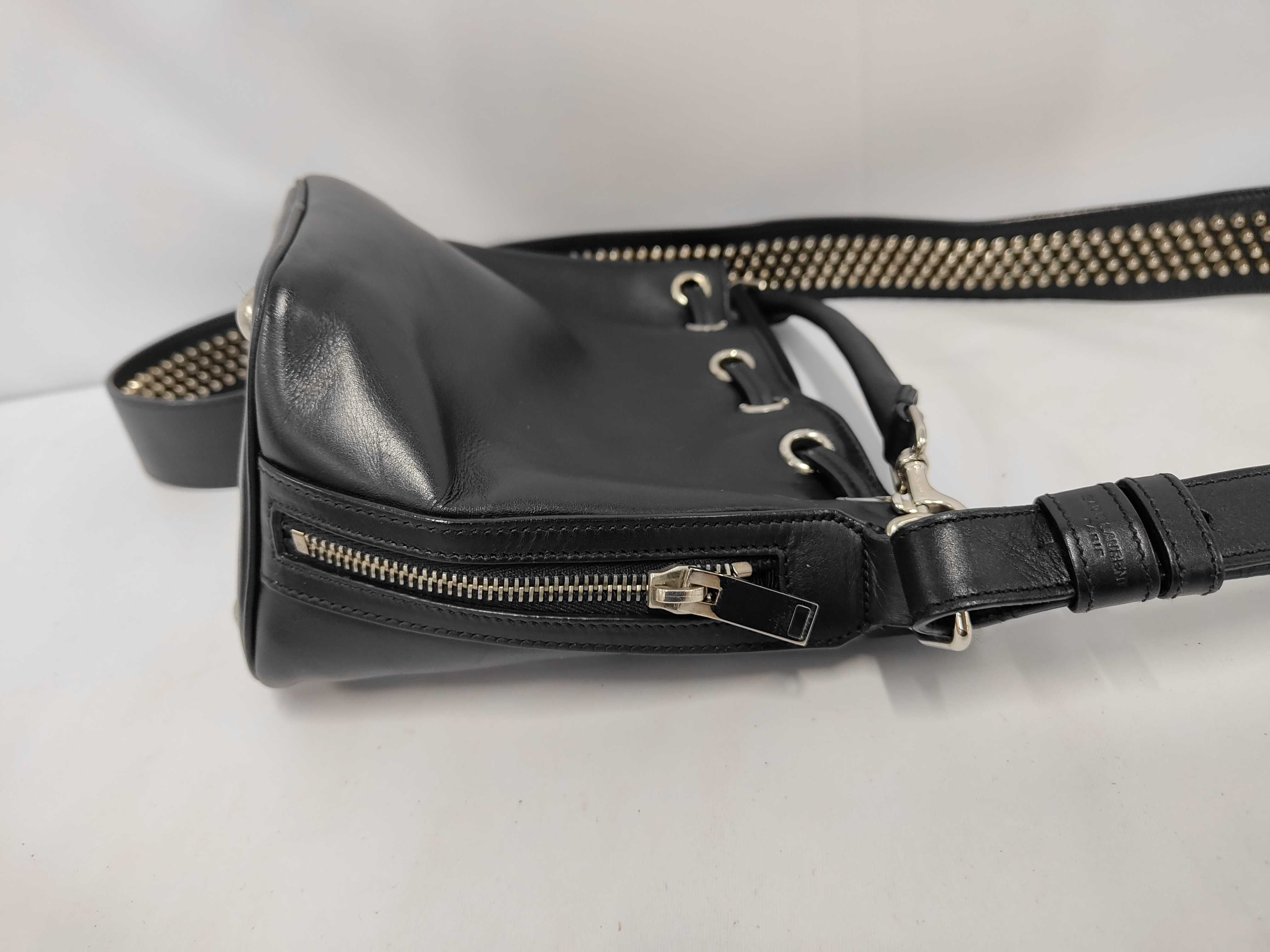 357603 Emmanuel Bucket Bag Leather Black Shoulder Bag — view 5
