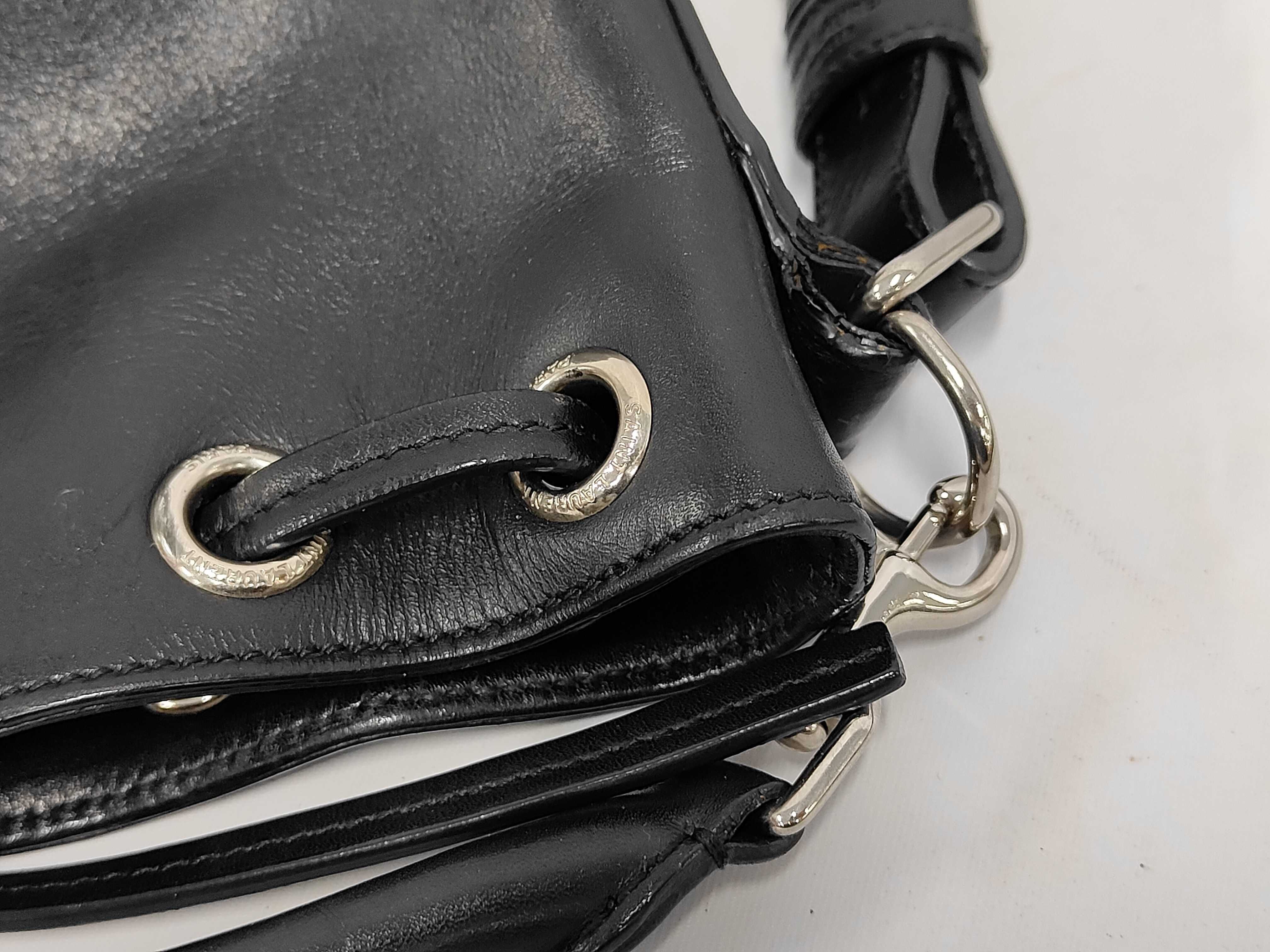 357603 Emmanuel Bucket Bag Leather Black Shoulder Bag — view 8