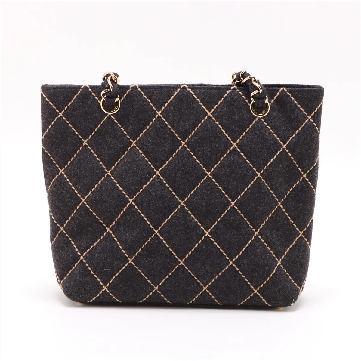 Wild Stitch Felt Chain Tote Bag Black Gold Hardware 8524307 No. 8 — view 2