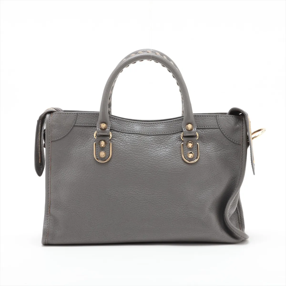 Classic Metal Edge City 432831 Leather 2-Way Handbag, Gray, with Mirror — view 2