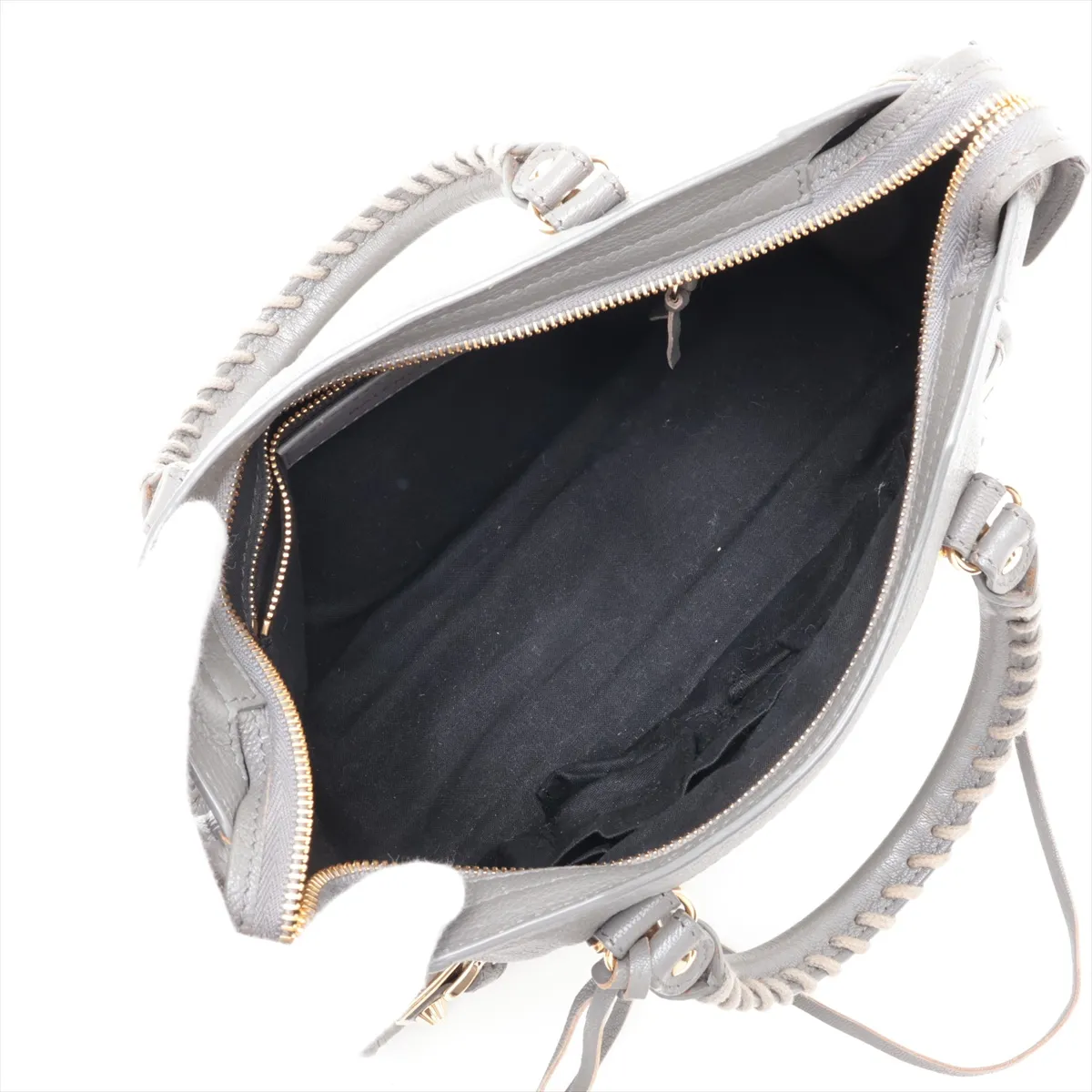 Classic Metal Edge City 432831 Leather 2-Way Handbag, Gray, with Mirror — view 8