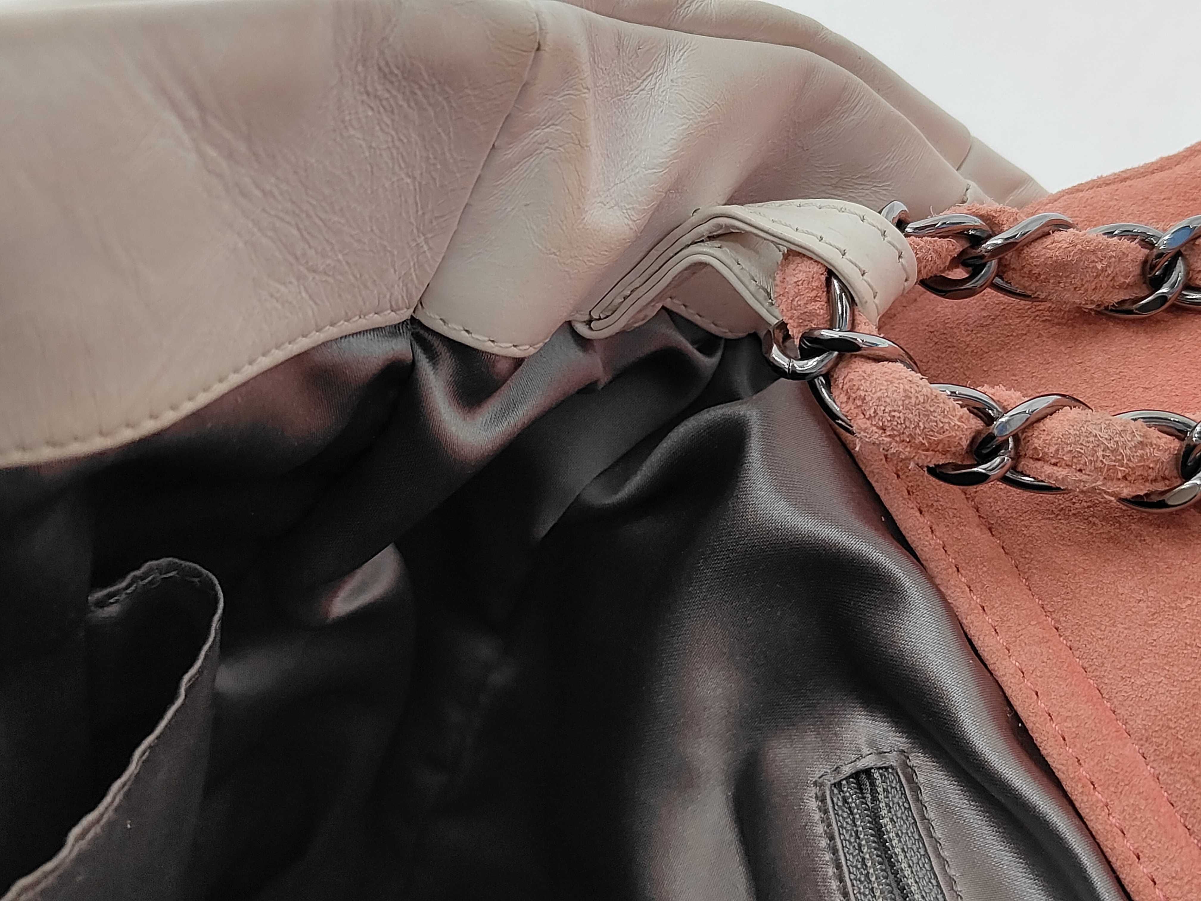 Matelassé Lambskin Suede 2-Way Shoulder Bag, White/Pink with Silver Hardware, Serial Number 12-series. — view 11