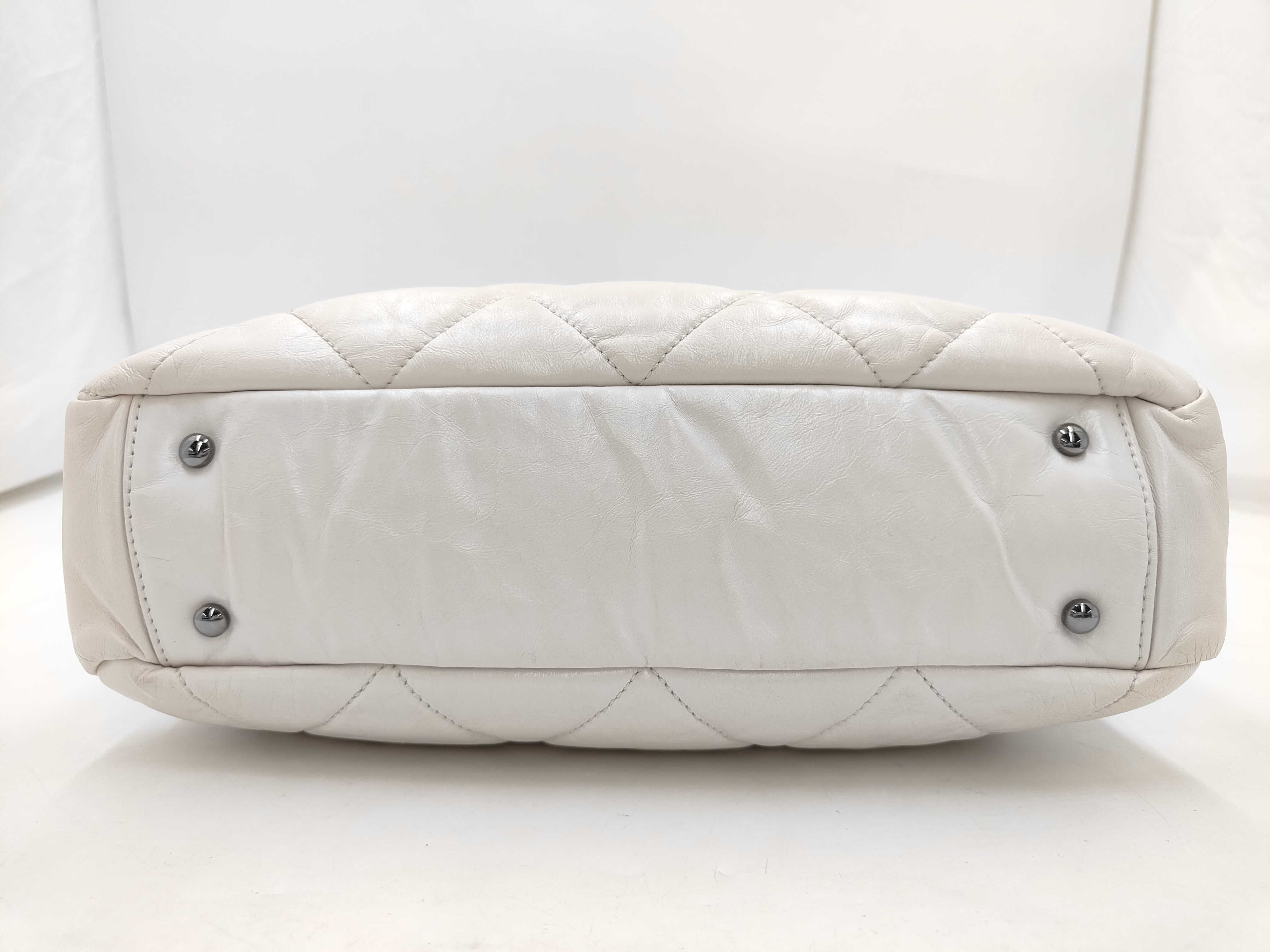 Matelassé Lambskin Suede 2-Way Shoulder Bag, White/Pink with Silver Hardware, Serial Number 12-series. — view 3