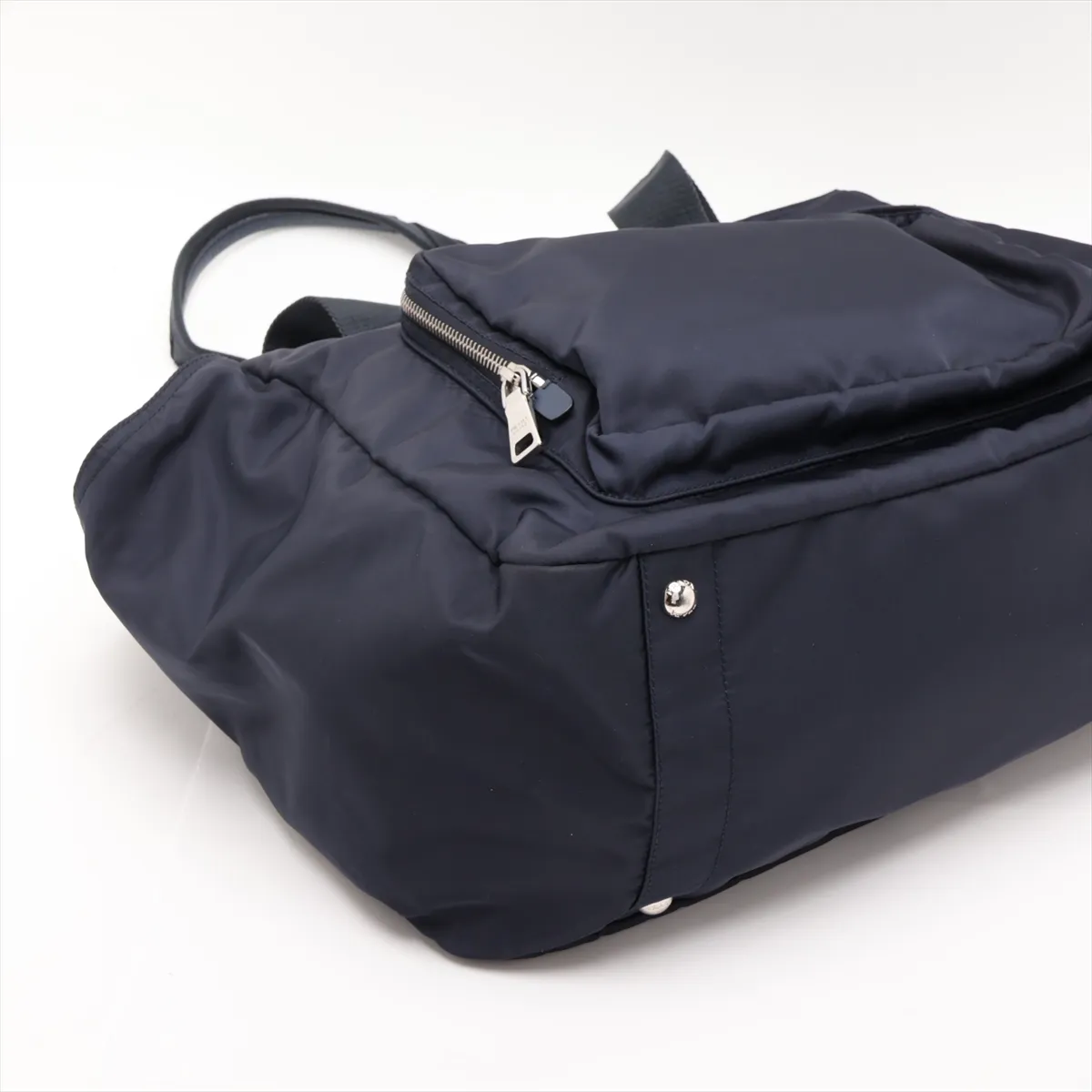 Tessuto Nylon x Leather 2-Way Tote Bag, Navy — view 4