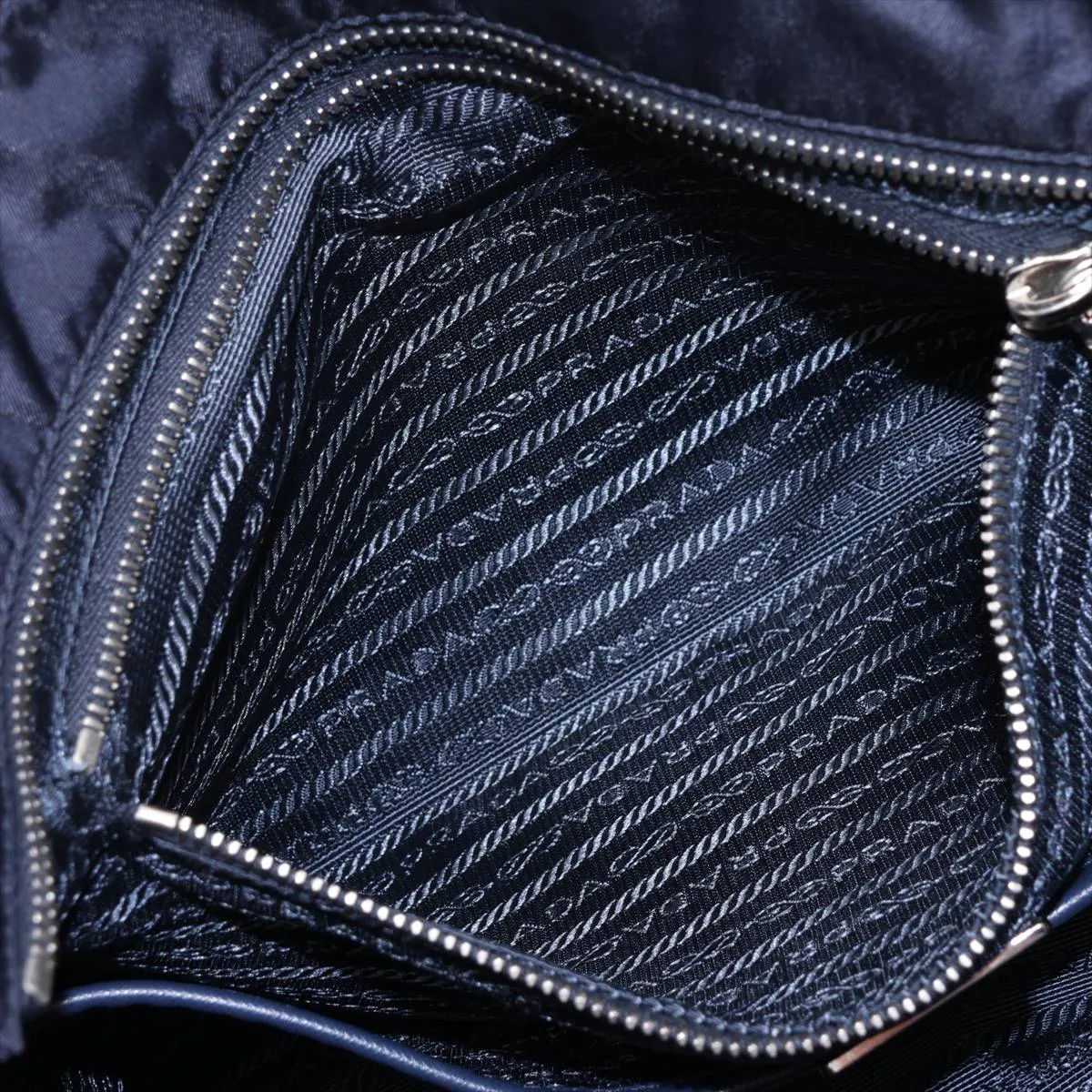 Tessuto Nylon x Leather 2-Way Tote Bag, Navy — view 9