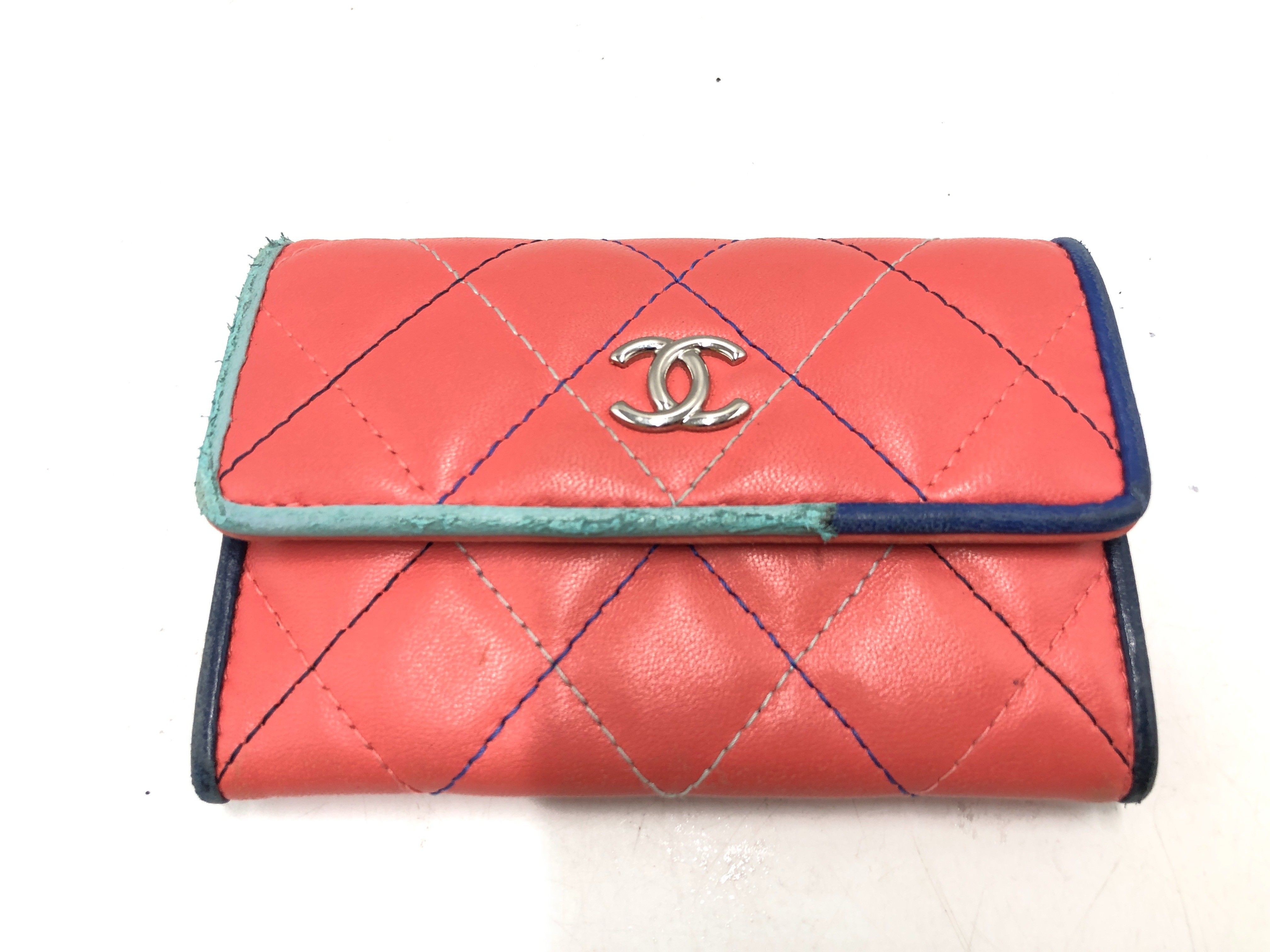Matelassé Colorful Stitch Flap Wallet with Sticker 27324982