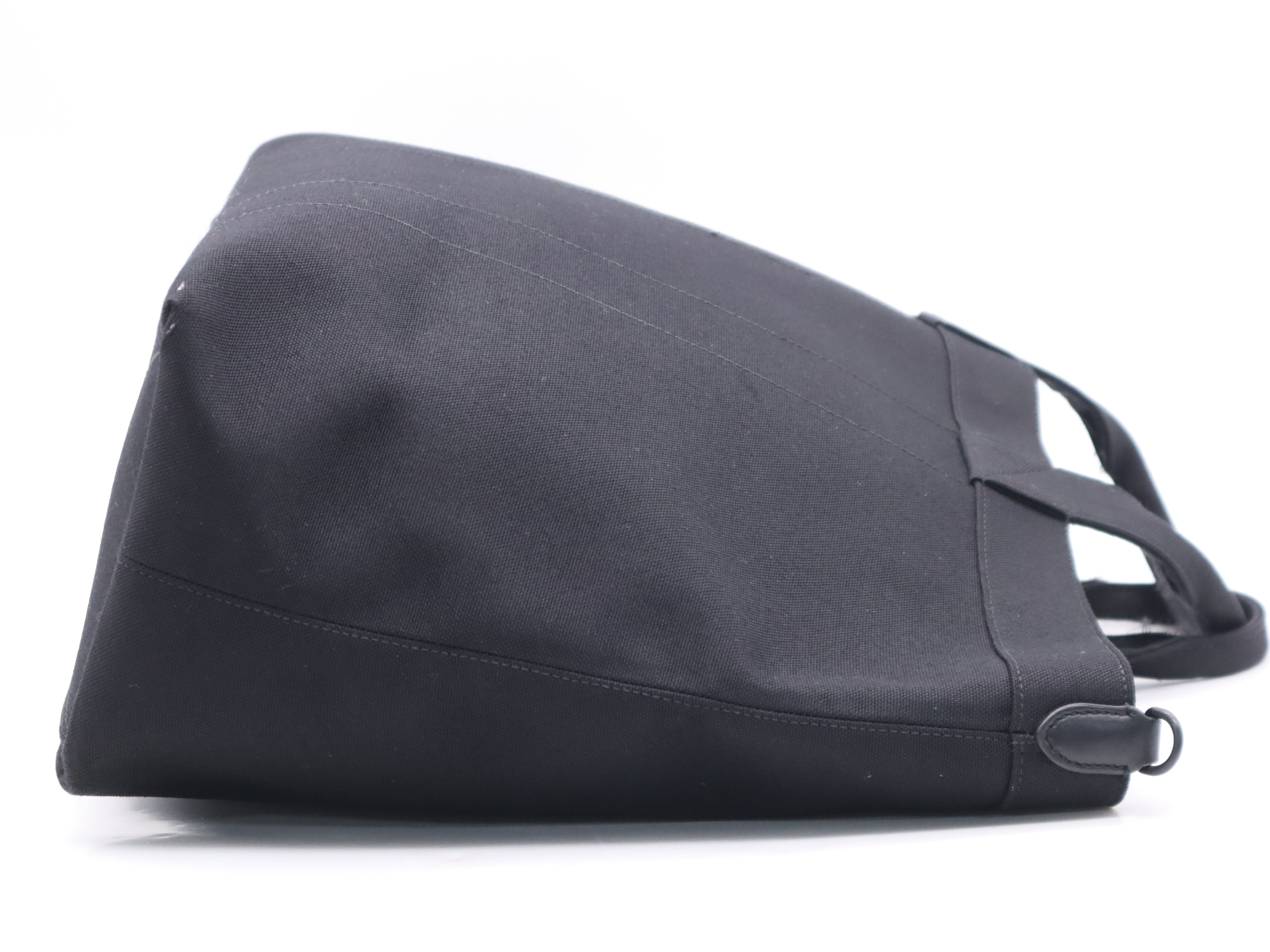 Canvas Horseferry 2-Way Tote Bag, Black, Silver Hardware, with Shoulder Strap. — view 5