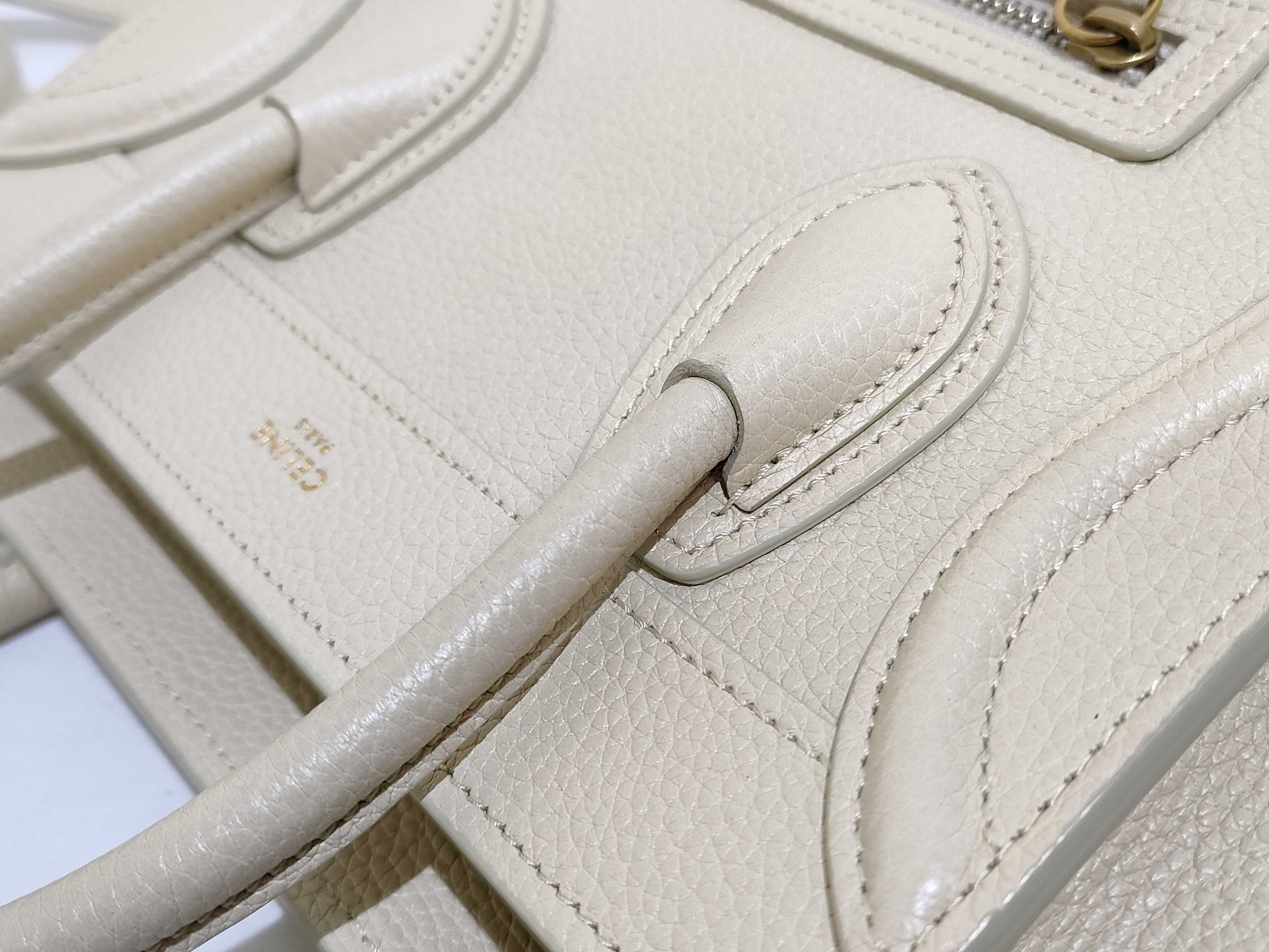 Luggage Nano Shopper Leather 2-Way Handbag (Off-White) *Hedi Slimane Era — view 5