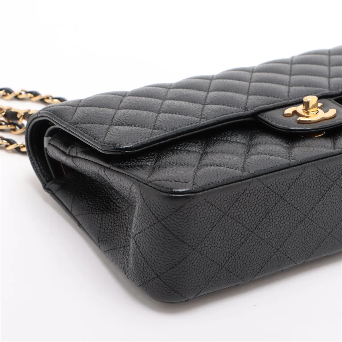 [Individually wrapped] Chanel Matelasse 25 caviar skin double flap double chain bag black gold hardware 27443064 27th series A01112 — view 4
