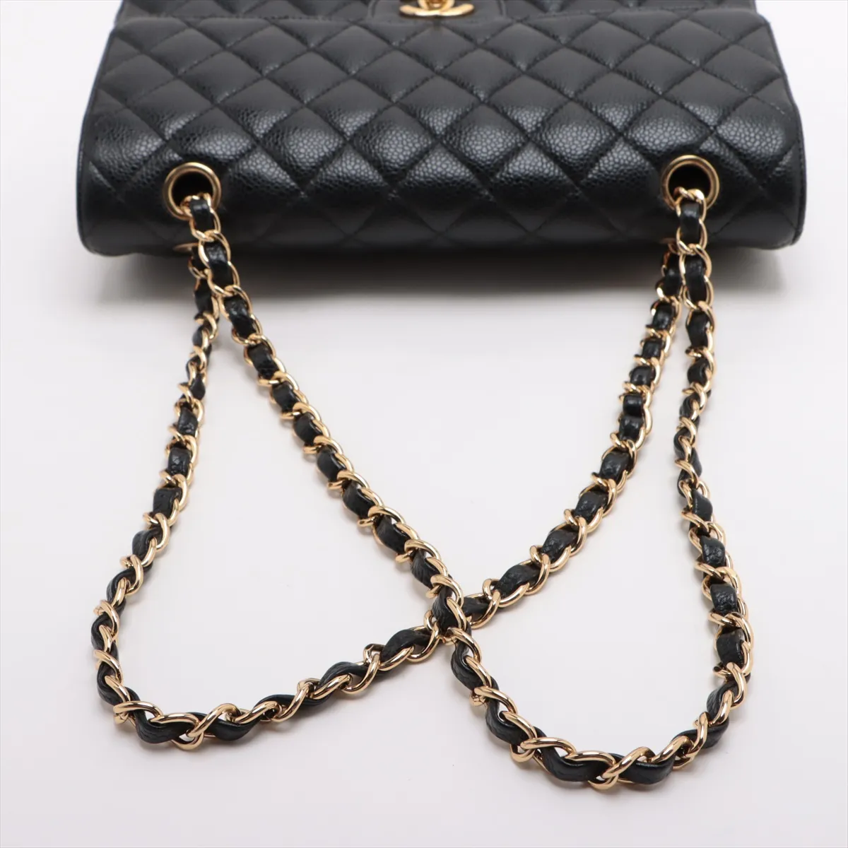 [Individually wrapped] Chanel Matelasse 25 caviar skin double flap double chain bag black gold hardware 27443064 27th series A01112 — view 5