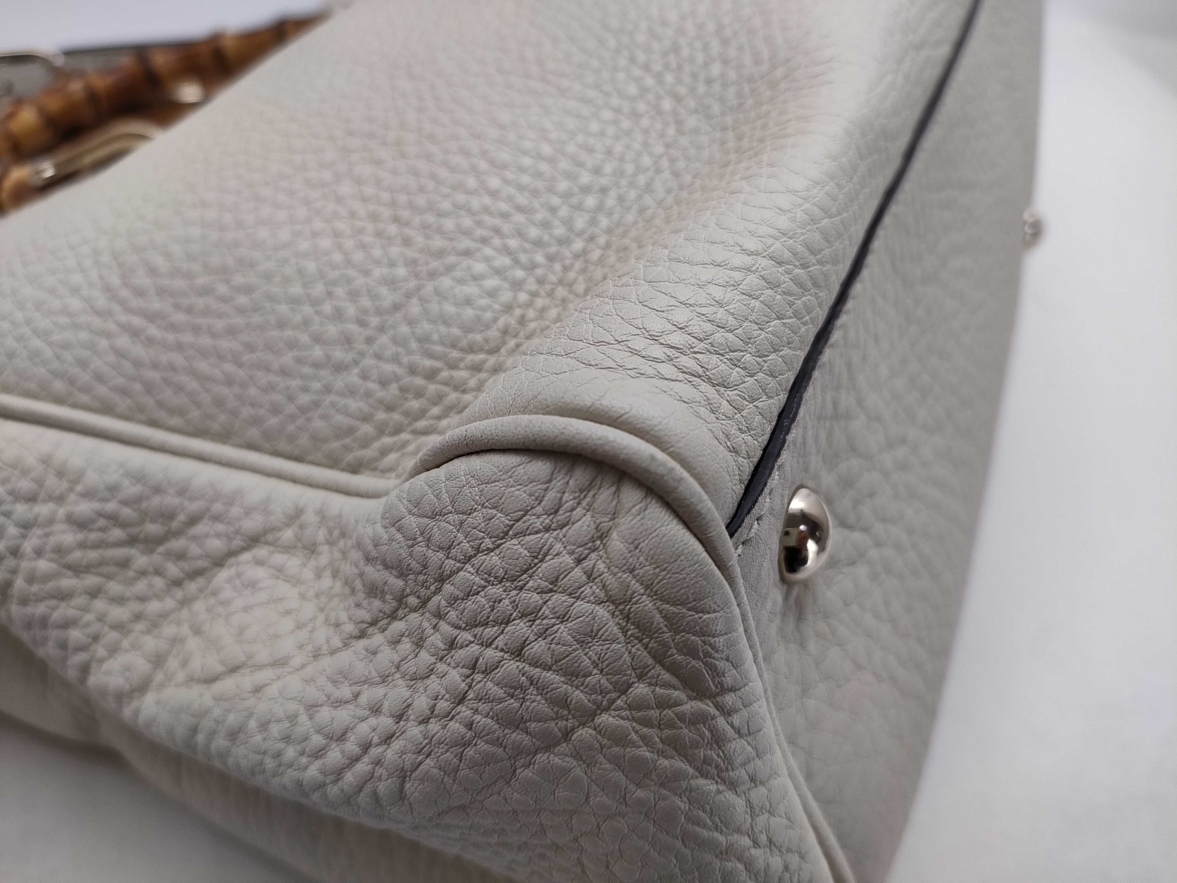 Bamboo 2-Way Shoulder Bag, White, 323660, Handbag — view 8