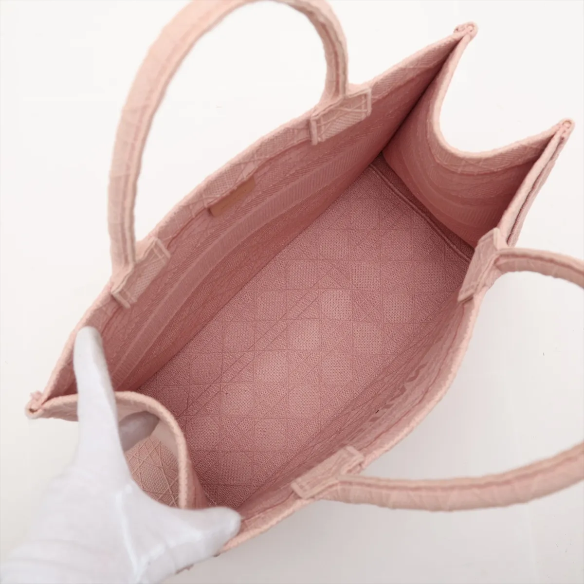 Cannage Book Tote Medium Canvas Tote Bag Pink — view 7