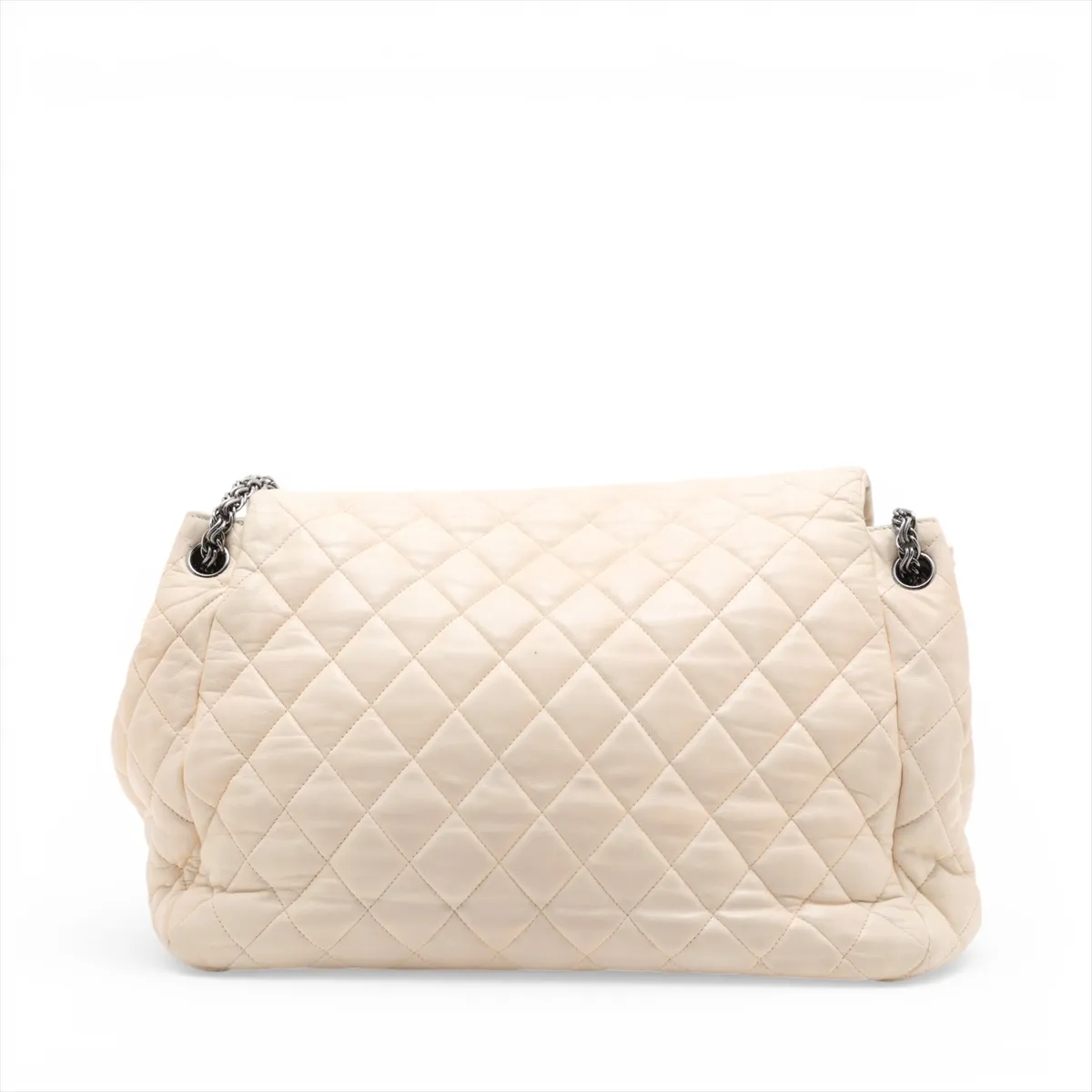Matelassé Lambskin Chain Shoulder Bag, Paris-Moscow Collection, Beige, Silver Hardware, Item No. 12907567 (Serial No. 12) — view 2