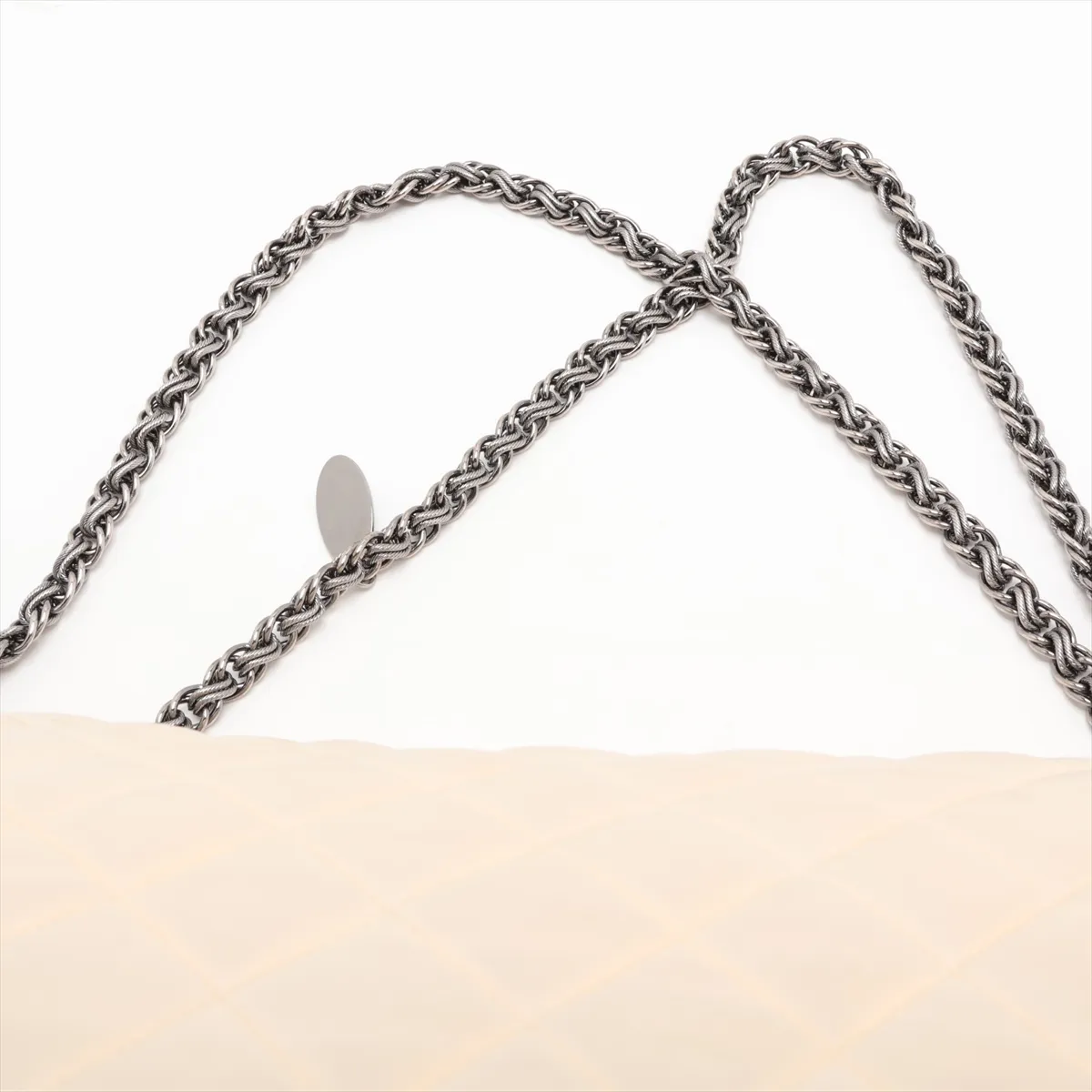 Matelassé Lambskin Chain Shoulder Bag, Paris-Moscow Collection, Beige, Silver Hardware, Item No. 12907567 (Serial No. 12) — view 6