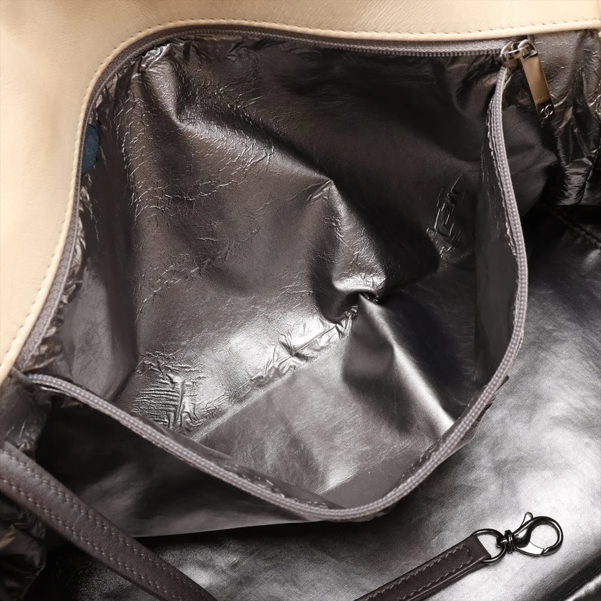 Matelassé Lambskin Chain Shoulder Bag, Paris-Moscow Collection, Beige, Silver Hardware, Item No. 12907567 (Serial No. 12) — view 8