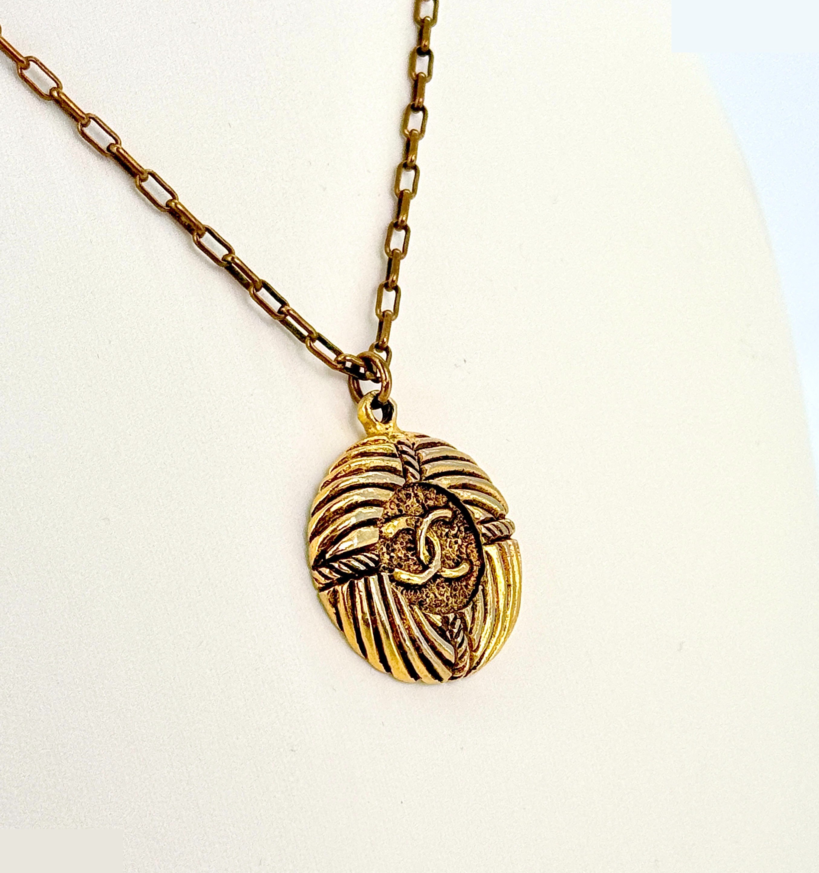 Coco Mark Coin Necklace, GP (Gold Plated) Necklace (Precious Metal), Chain approx. 44cm — view 2