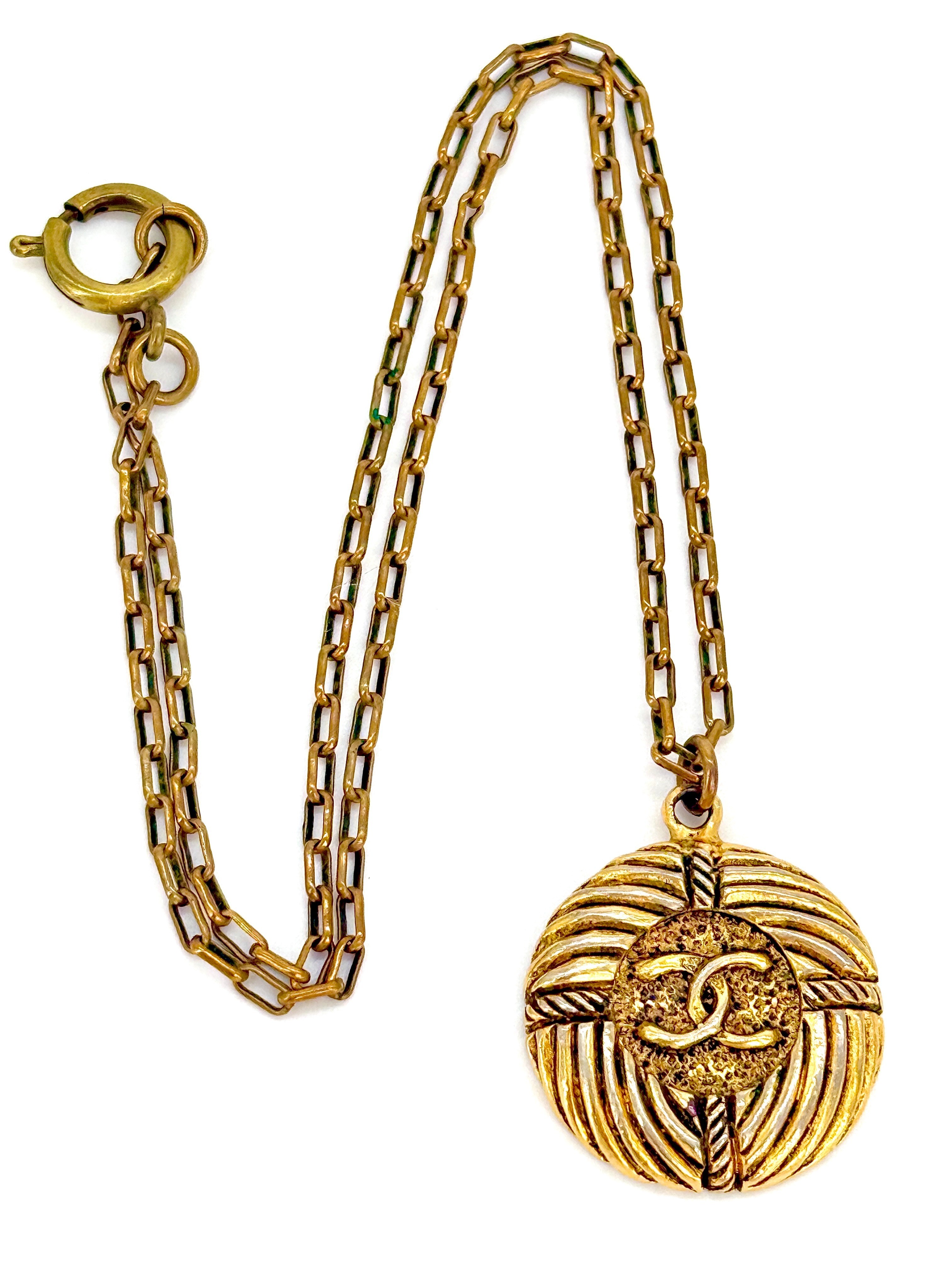 Coco Mark Coin Necklace, GP (Gold Plated) Necklace (Precious Metal), Chain approx. 44cm — view 4