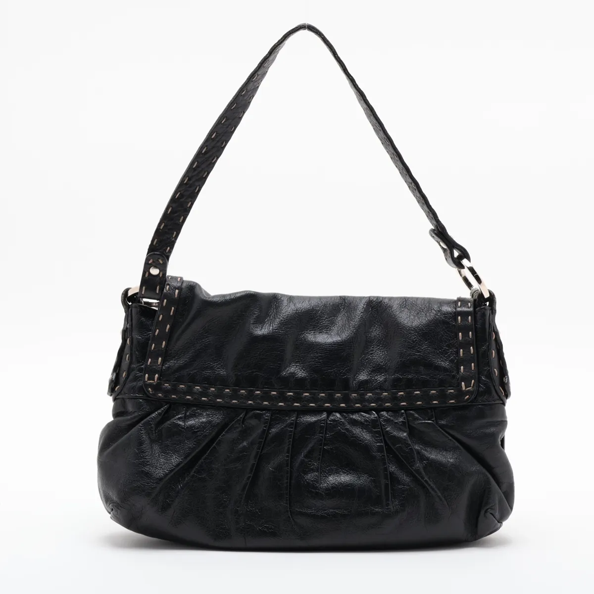 Selleria Leather Shoulder Bag, Black, 8BR356 — view 2