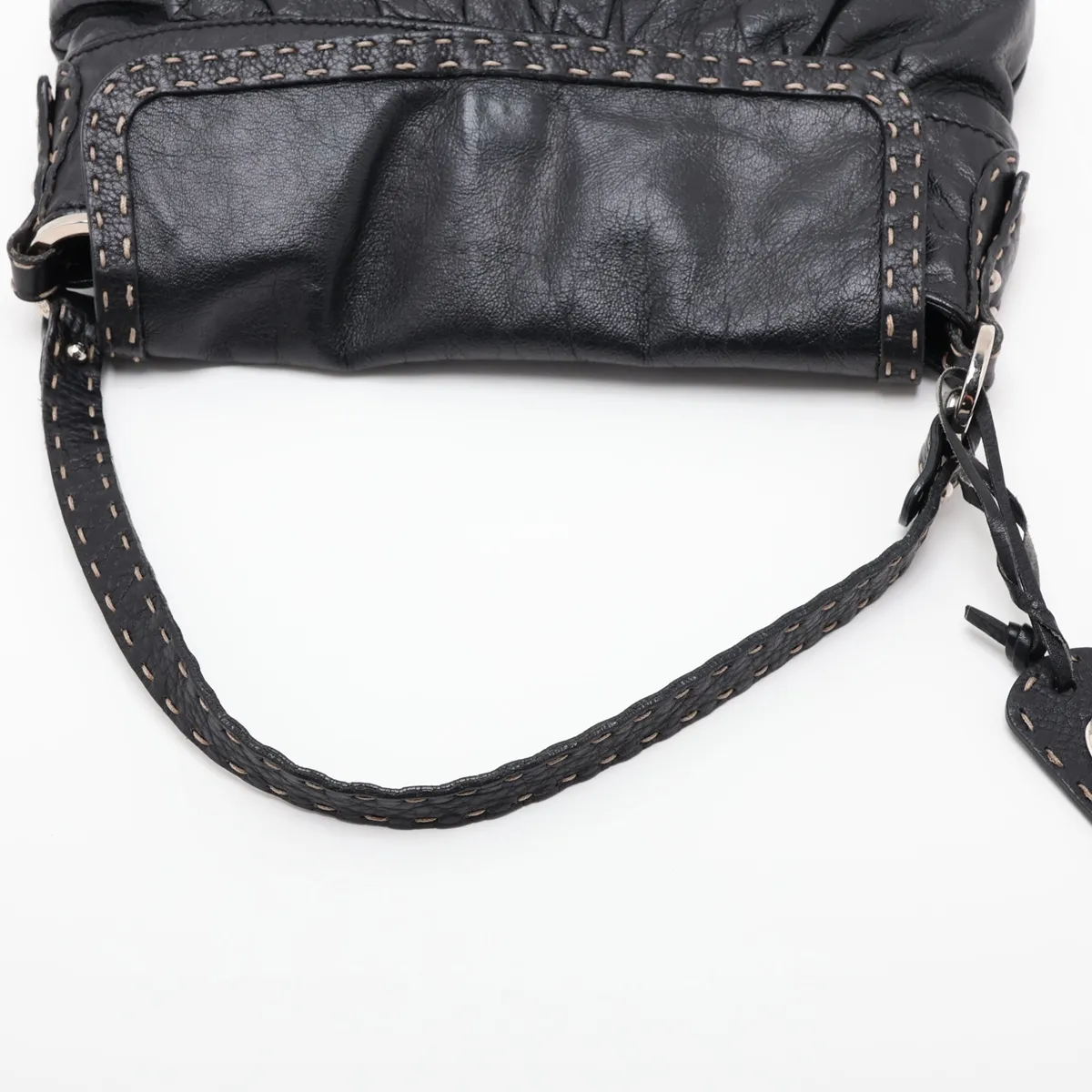 Selleria Leather Shoulder Bag, Black, 8BR356 — view 5