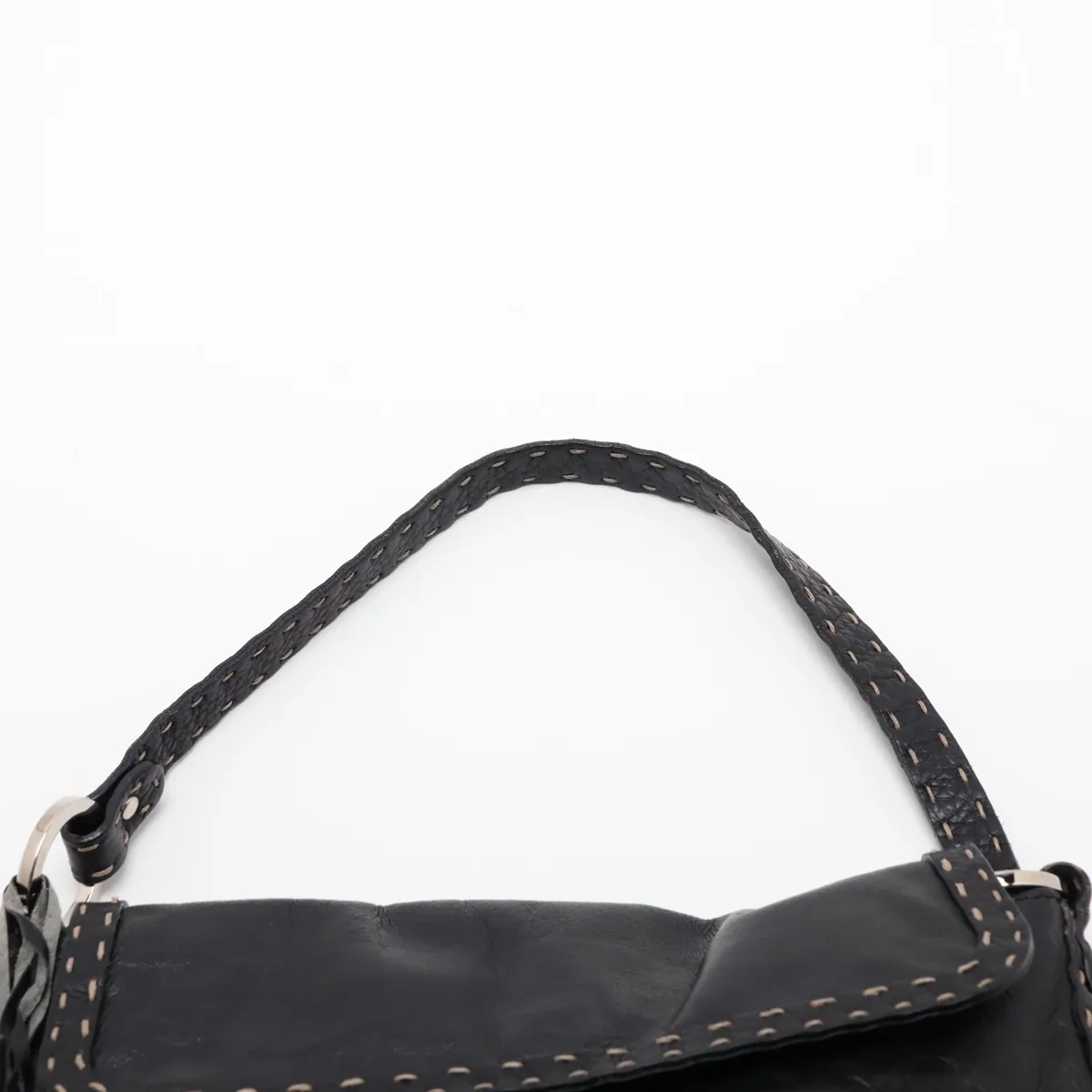 Selleria Leather Shoulder Bag, Black, 8BR356 — view 6
