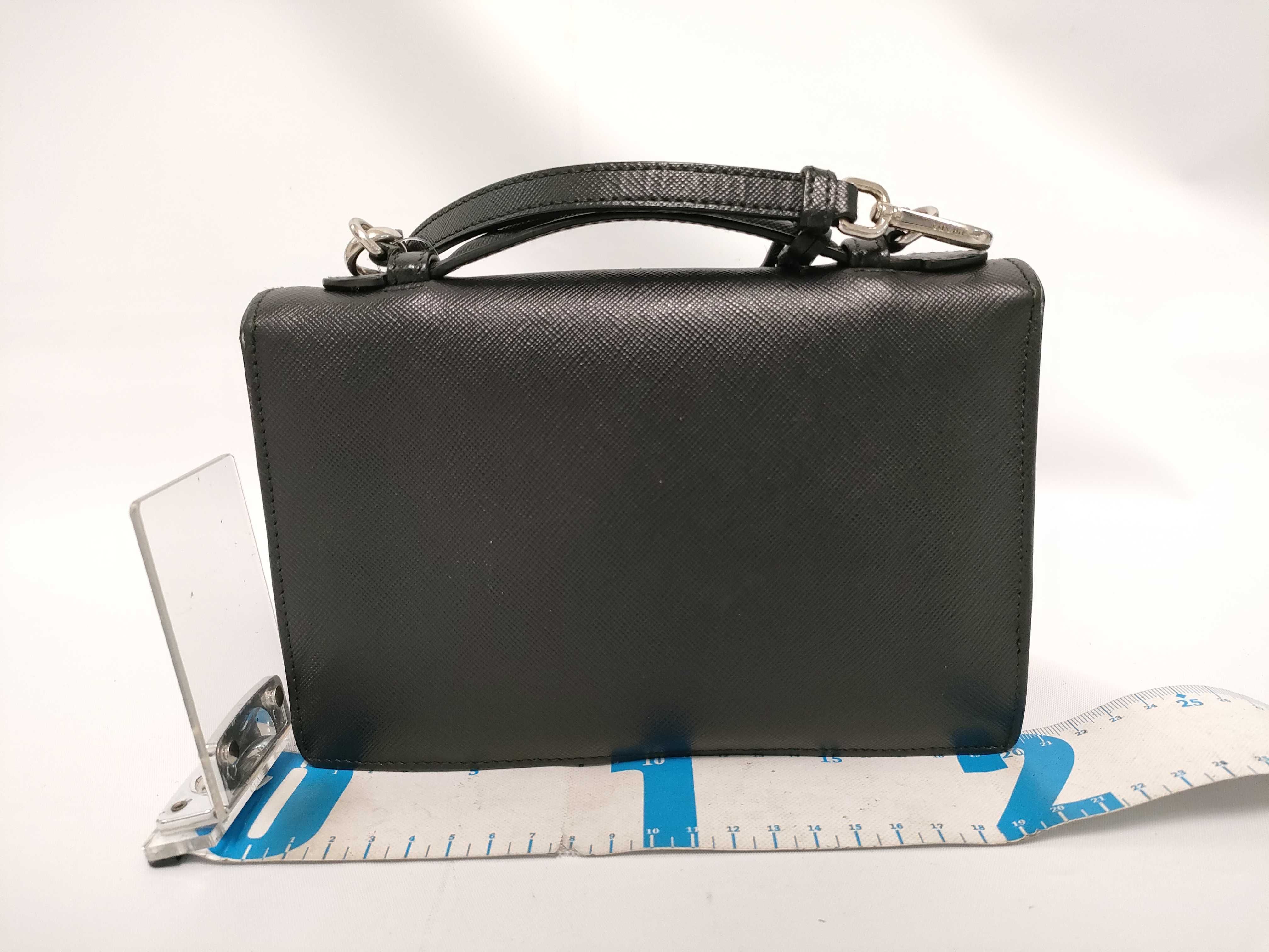 Shoulder Bag, Black and Silver, Saffiano Leather Shoulder Bag — view 2