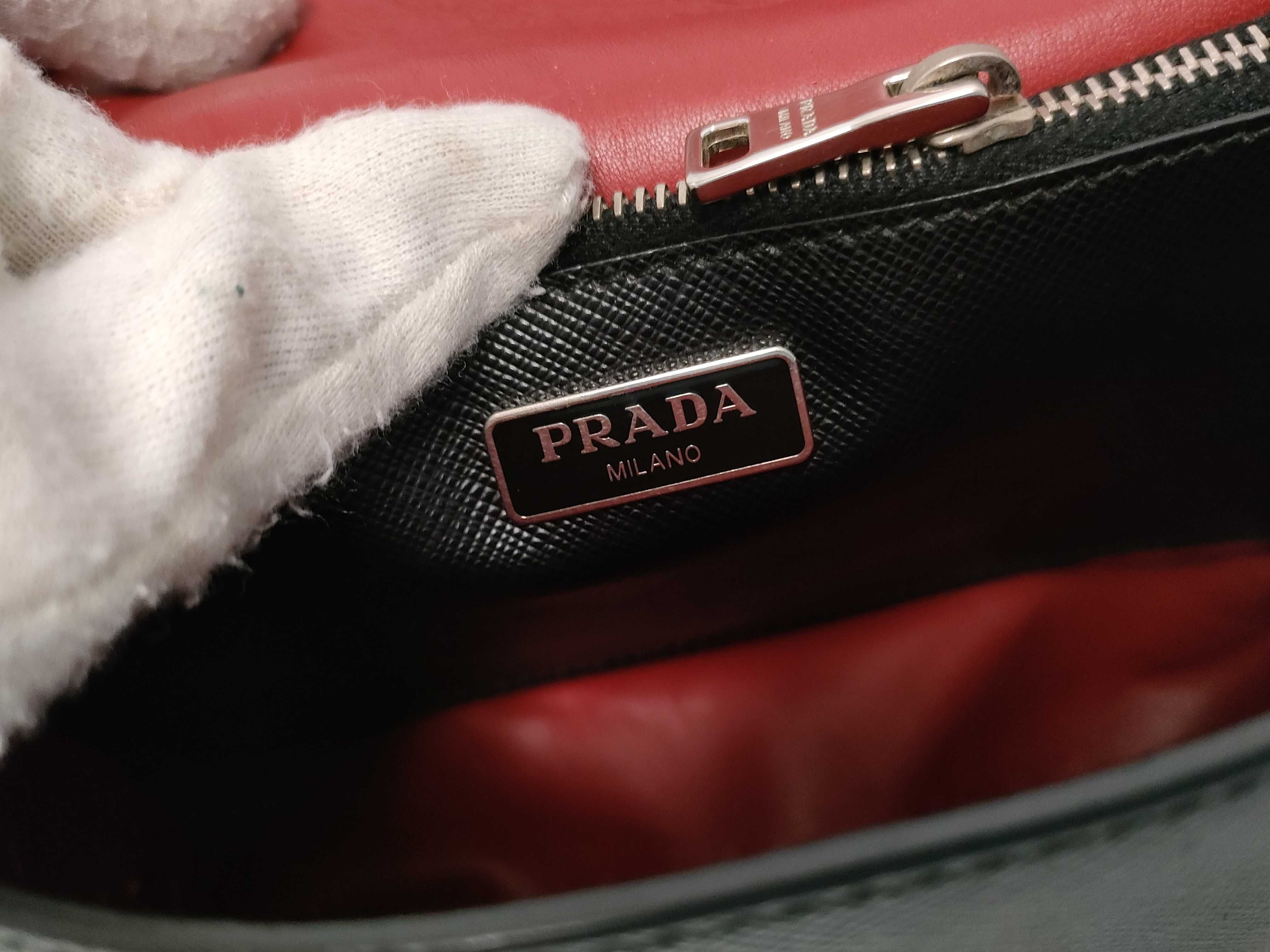 Shoulder Bag, Black and Silver, Saffiano Leather Shoulder Bag — view 11
