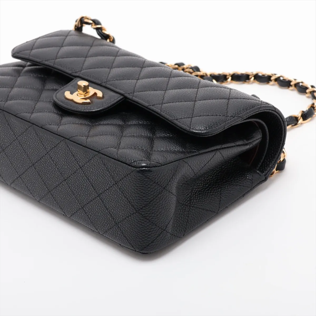 [Individually packaged] Chanel Matelassé 23 Small Caviar Skin Double Flap Double Chain Bag Black Gold Hardware A01113 — view 3