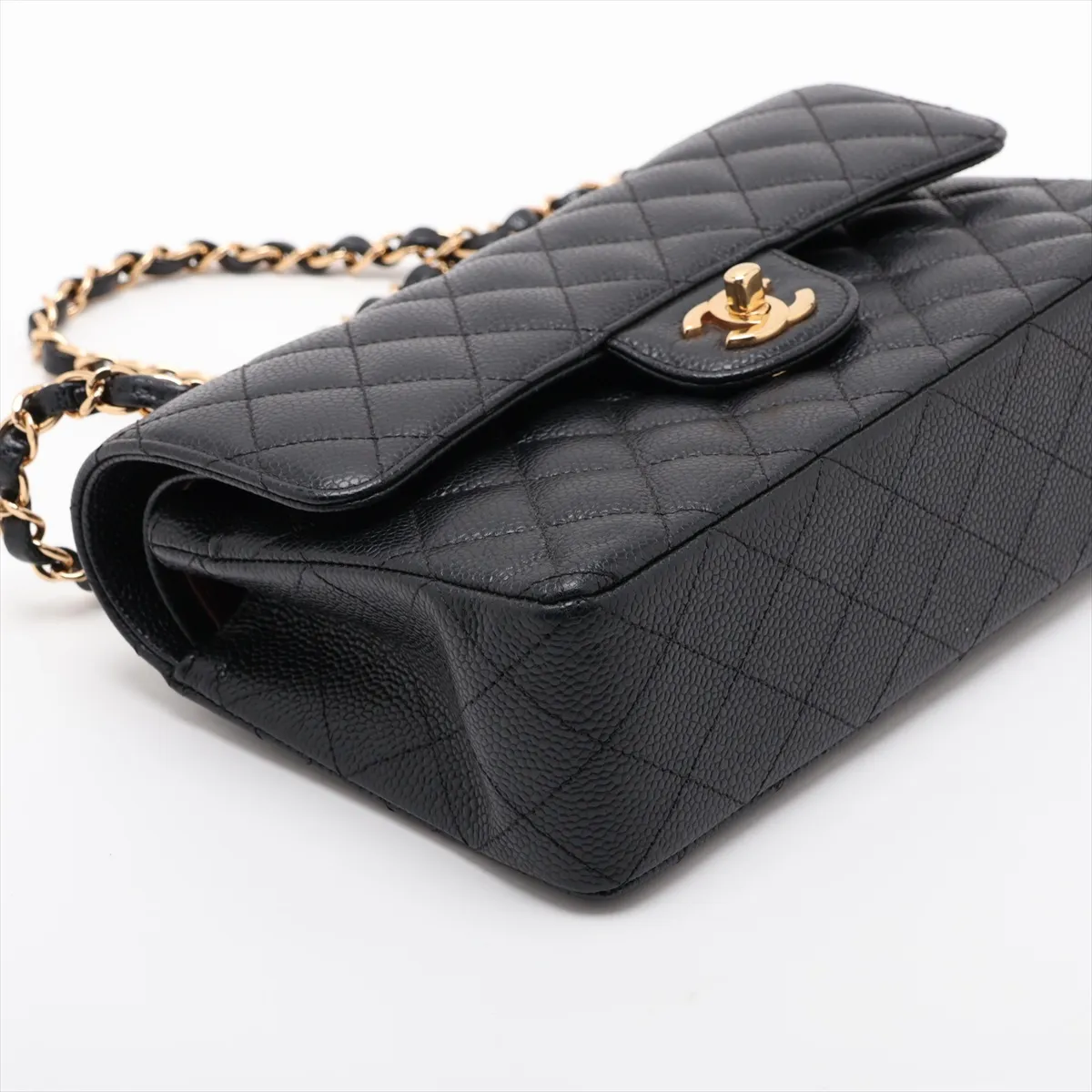 [Individually packaged] Chanel Matelassé 23 Small Caviar Skin Double Flap Double Chain Bag Black Gold Hardware A01113 — view 4