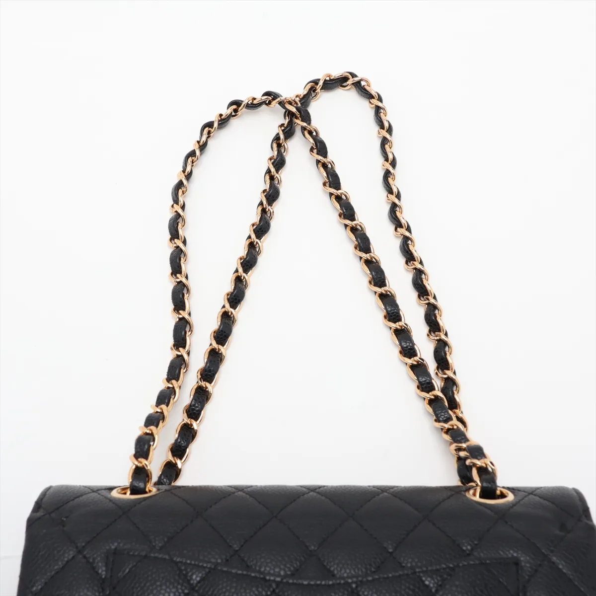 [Individually packaged] Chanel Matelassé 23 Small Caviar Skin Double Flap Double Chain Bag Black Gold Hardware A01113 — view 6