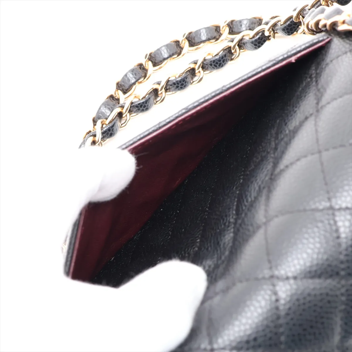 [Individually packaged] Chanel Matelassé 23 Small Caviar Skin Double Flap Double Chain Bag Black Gold Hardware A01113 — view 9