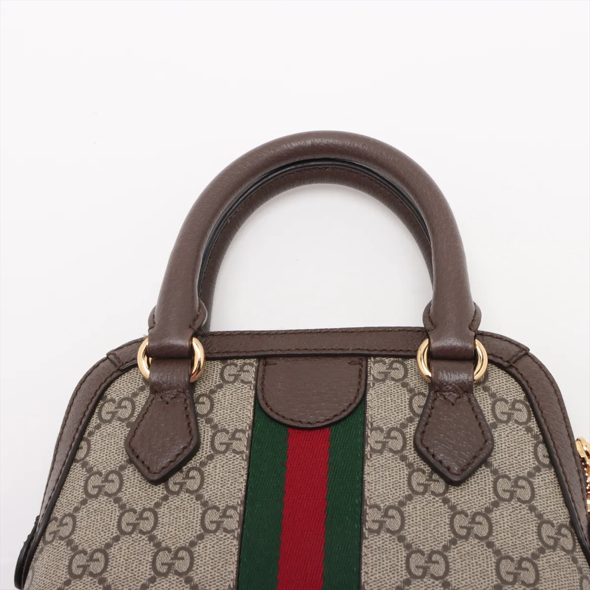 GG Supreme Ophidia PVC x Leather 2WAY Handbag Brown 772216 — view 6