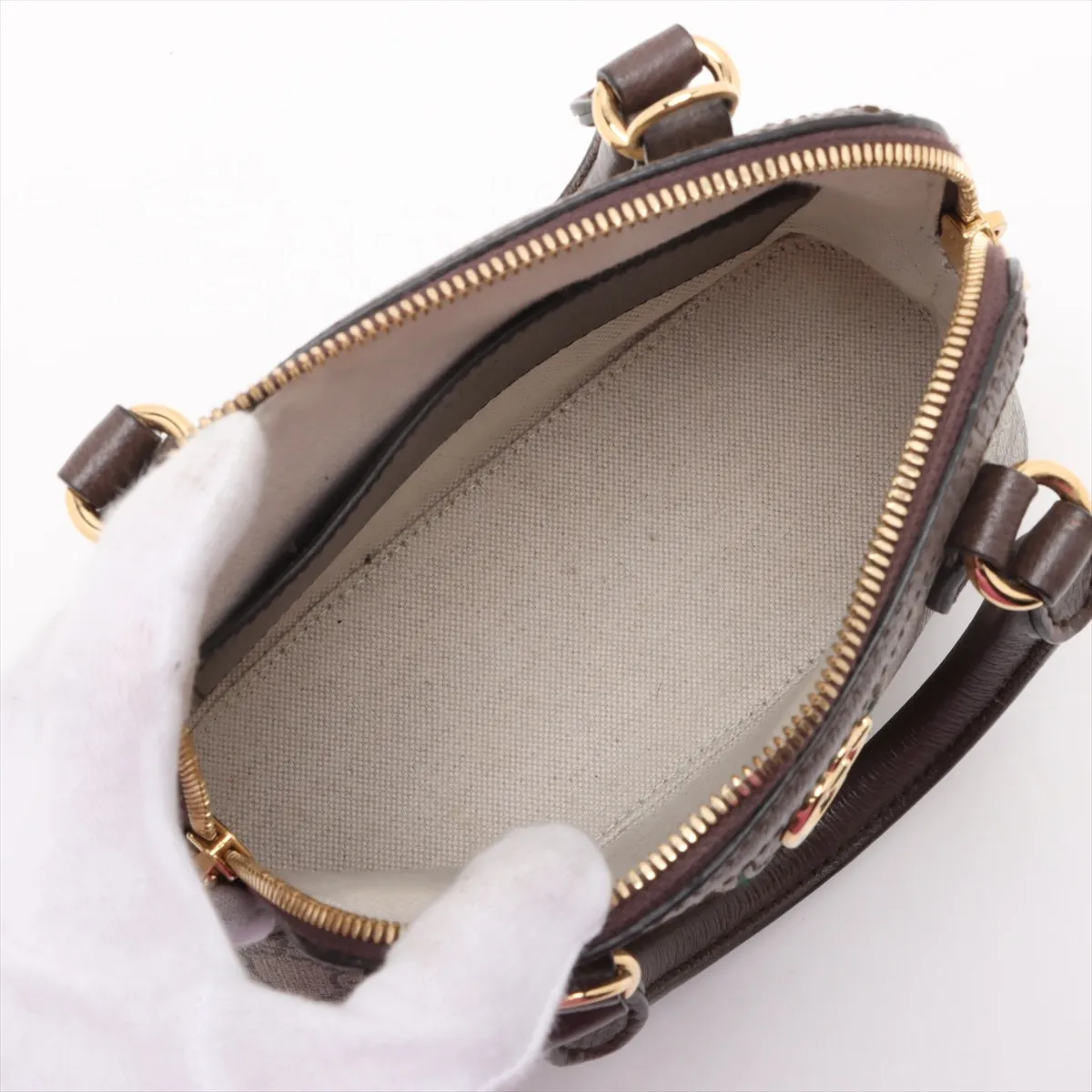 GG Supreme Ophidia PVC x Leather 2WAY Handbag Brown 772216 — view 8