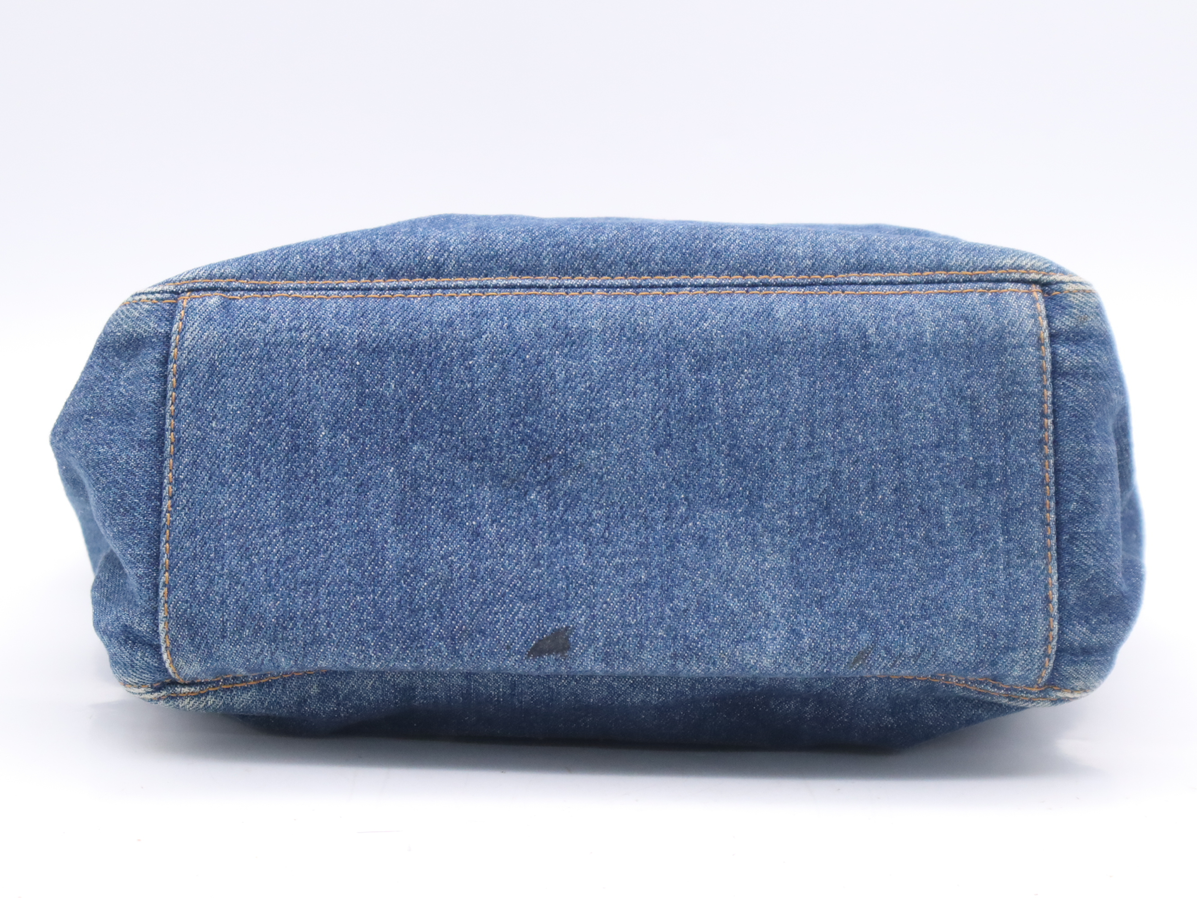 Denim Coco Mark Tote Bag, Blue, Gold Hardware, with Sticker. — view 4